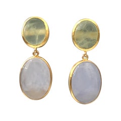 Bijoux Boucles d'oreilles Num Prehnite et calcédoine Vermeil