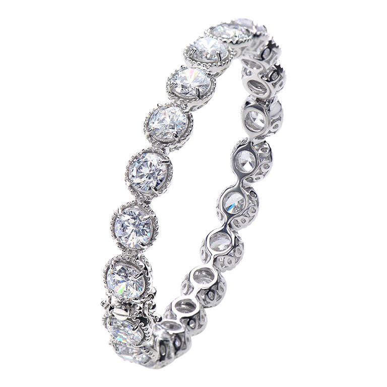Bijoux Num All Around Round Simulated Diamond Bangle Bracelet For Sale