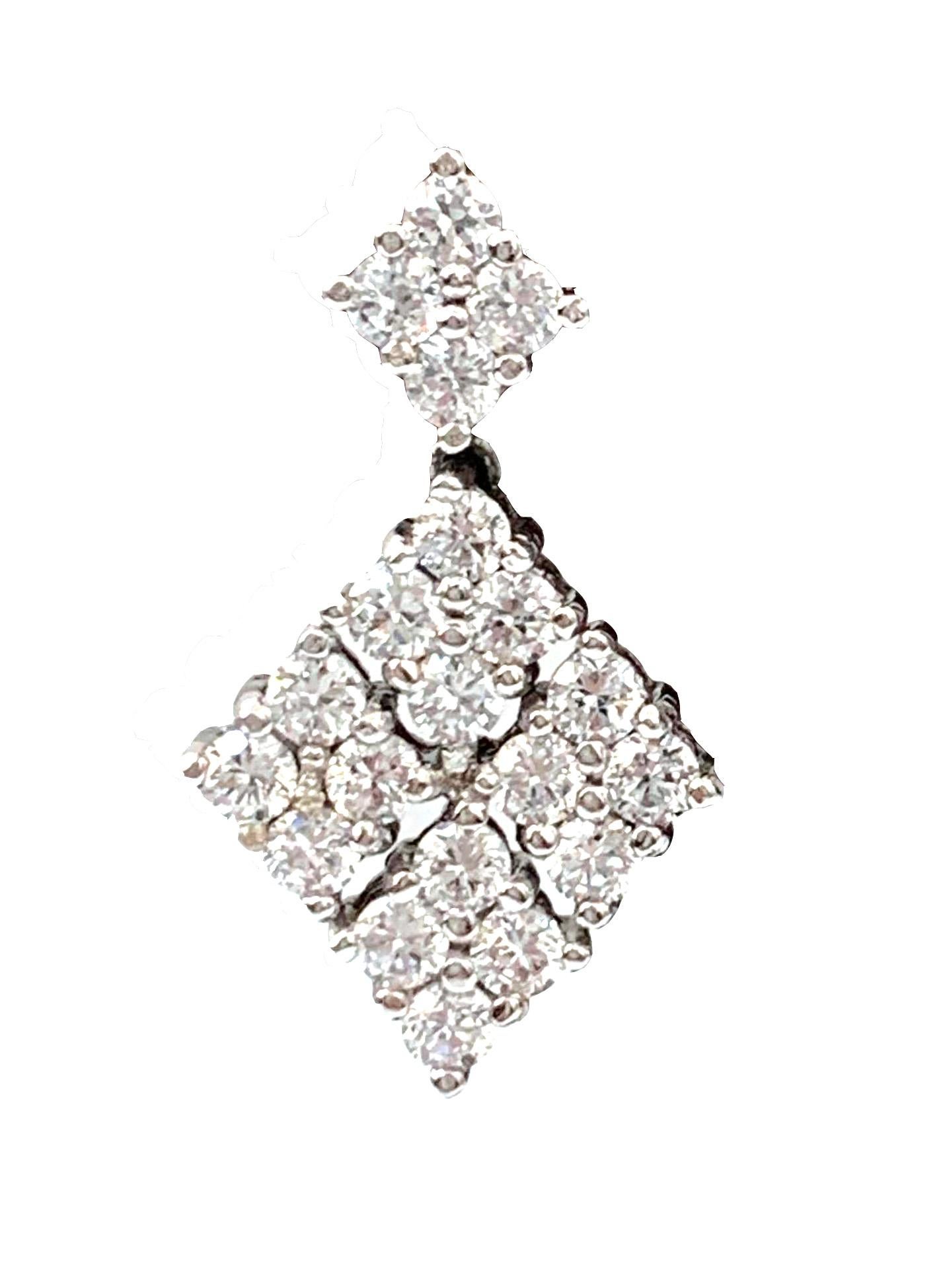 Contemporary Bijoux Num Small Diamond Shape CZ Black Rhodium Silver Dangle Earrings