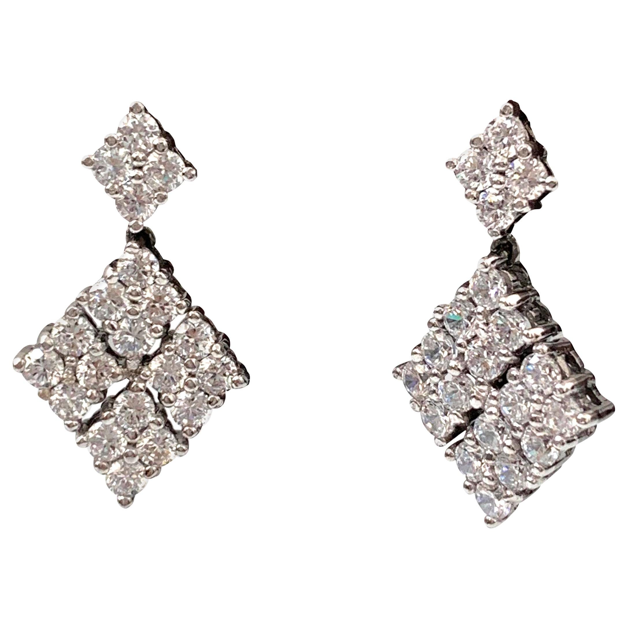 Bijoux Num Small Diamond Shape CZ Black Rhodium Silver Dangle Earrings