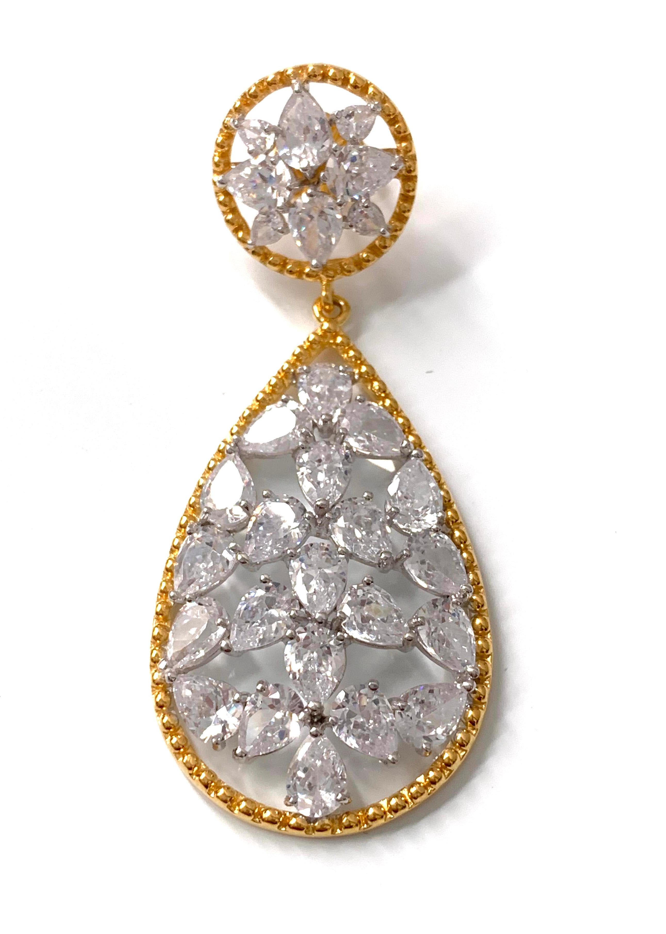 Contemporary Bijoux Num Stunning Pear Shape CZ sterling silver Drop Earrings