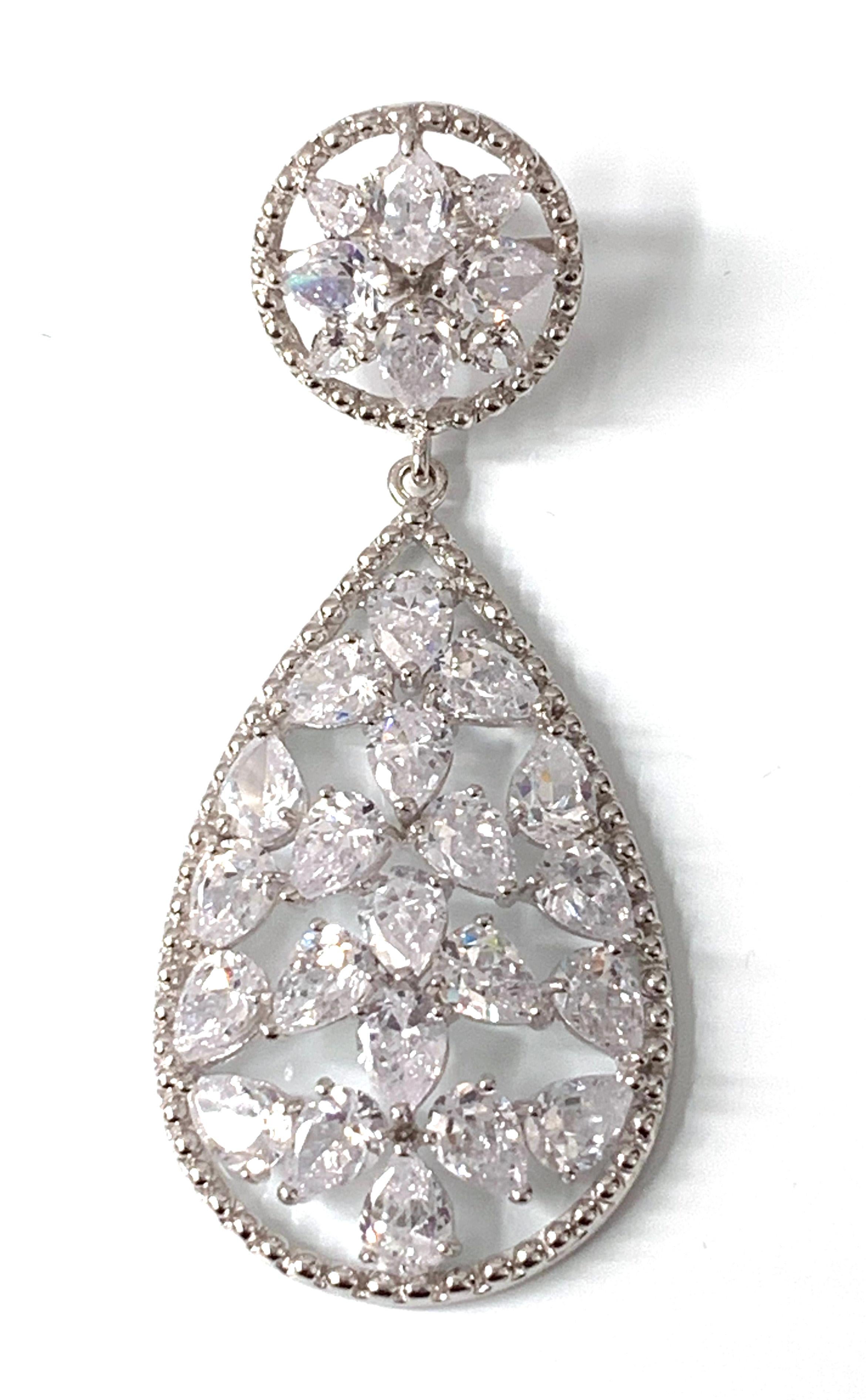 Contemporary Bijoux Num Stunning Pear Shape CZ sterling silver Drop Earrings