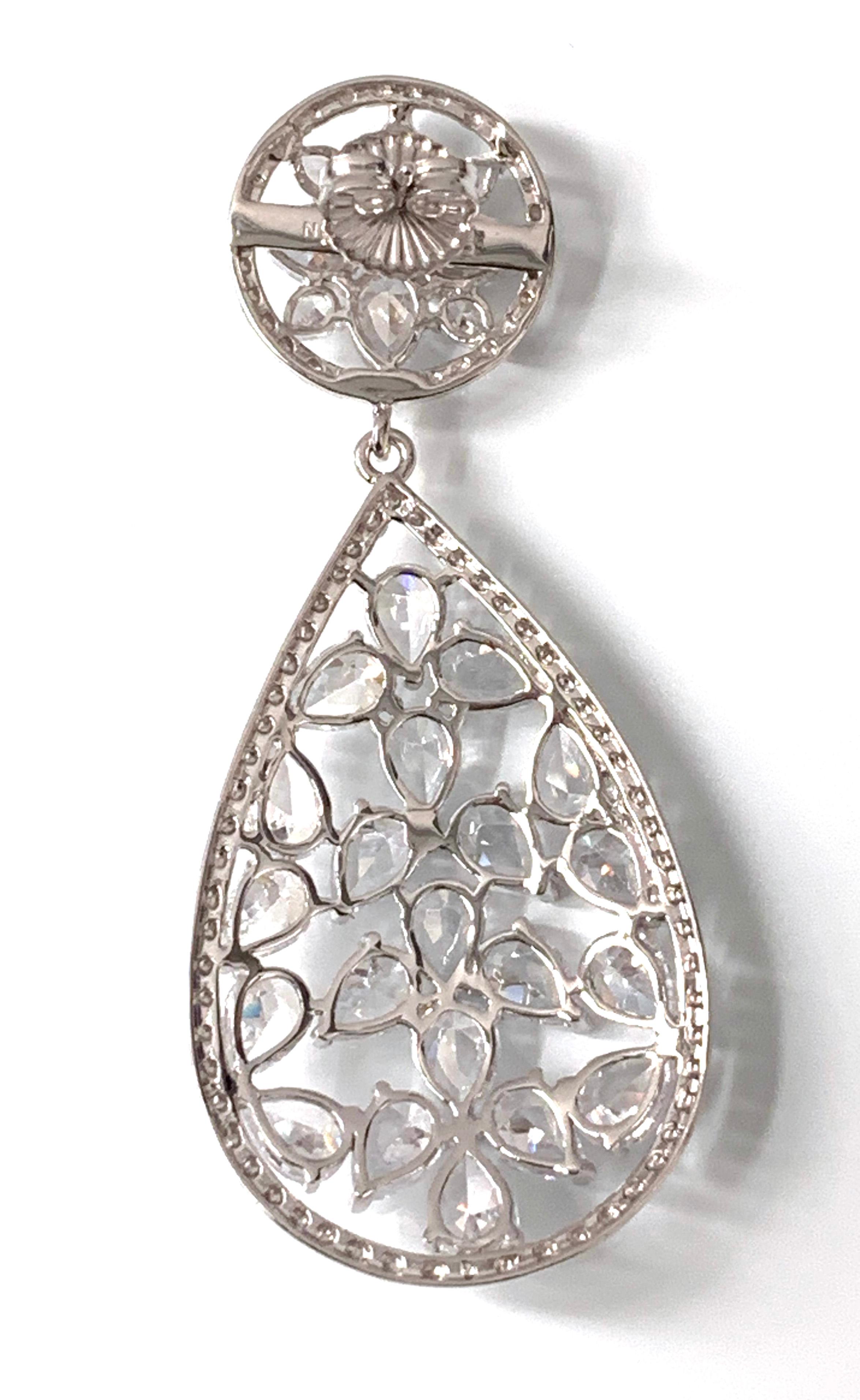 Bijoux Num Stunning Pear Shape CZ sterling silver Drop Earrings In New Condition In Los Angeles, CA