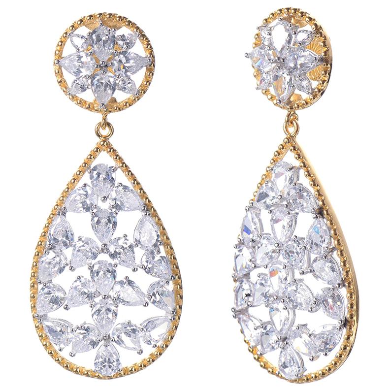 Bijoux Num Stunning Pear Shape CZ sterling silver Drop Earrings
