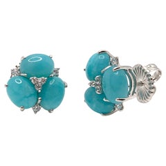 Bijoux Num Triple Oval Amazonite Stud Earrings