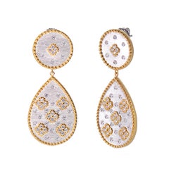 Bijoux Num Two-tone Clover Pattern Pear Shape Drop Earrings