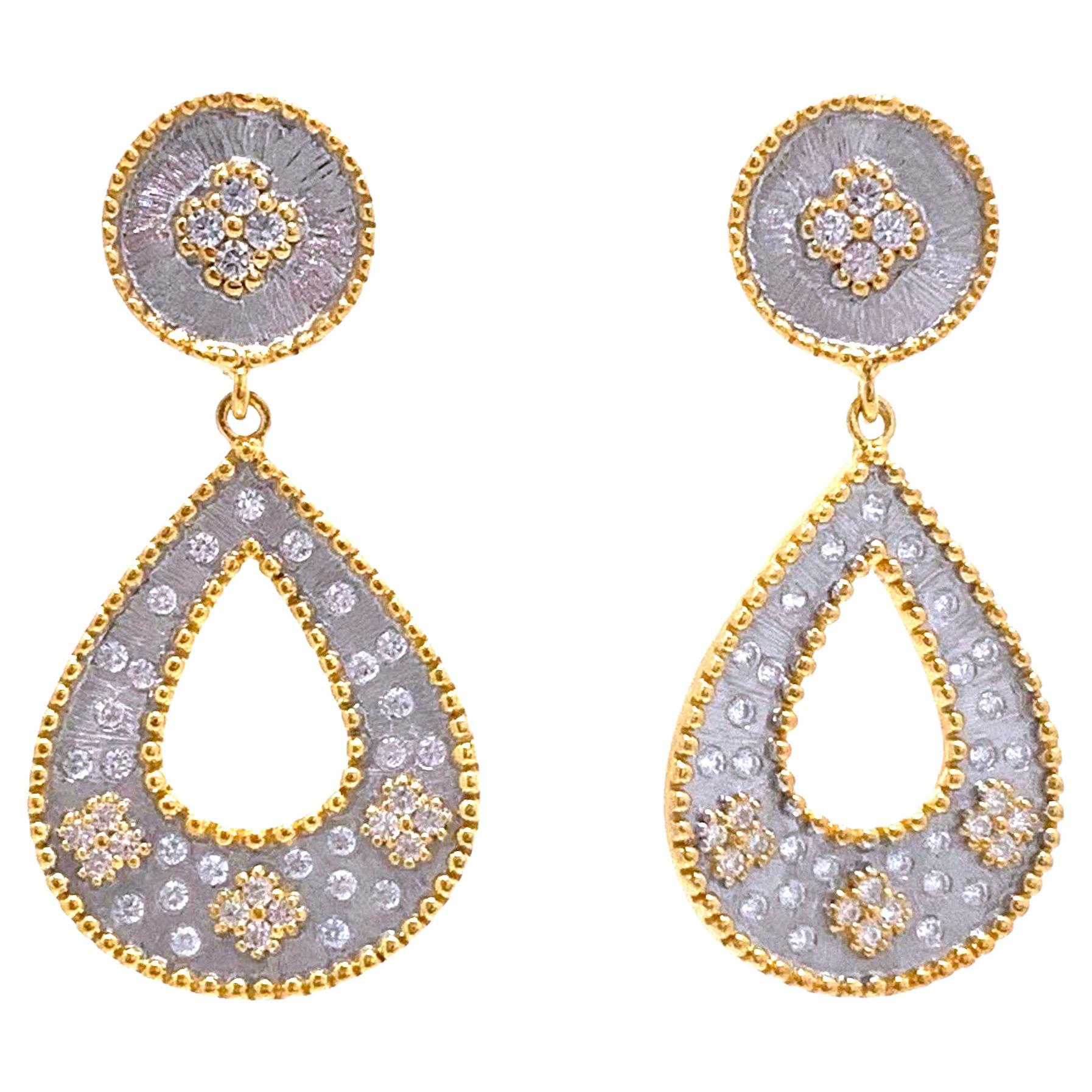 Bijoux Num Two-tone Open Pear Shape Drop Earrings