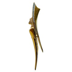 Vintage Bijoux Paris French Profile Lady Couture Hat Gold Plate Rhinestone Brooch