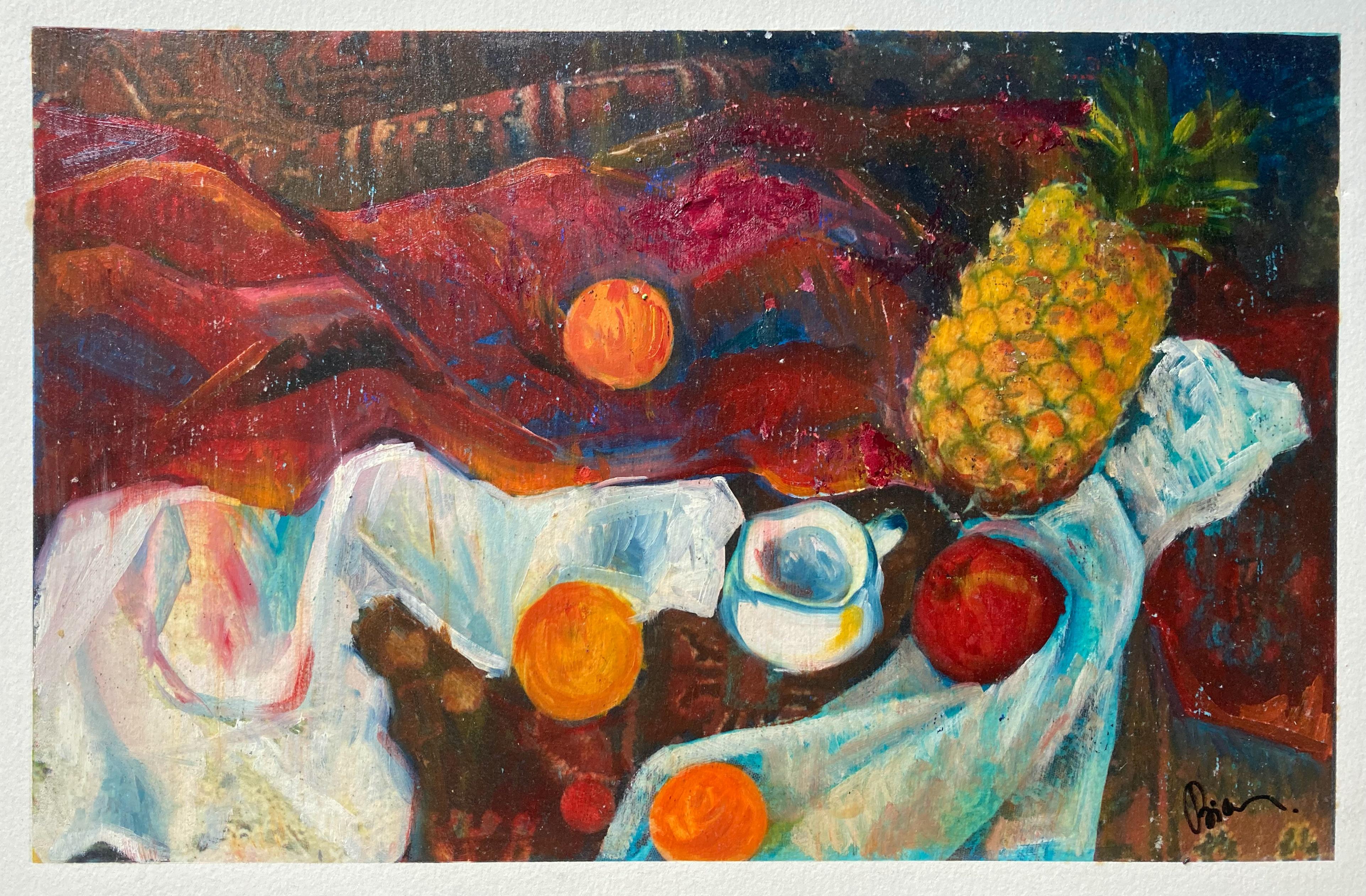 Still Life with Fruit (Contemporary Impressionist Oil Painting)