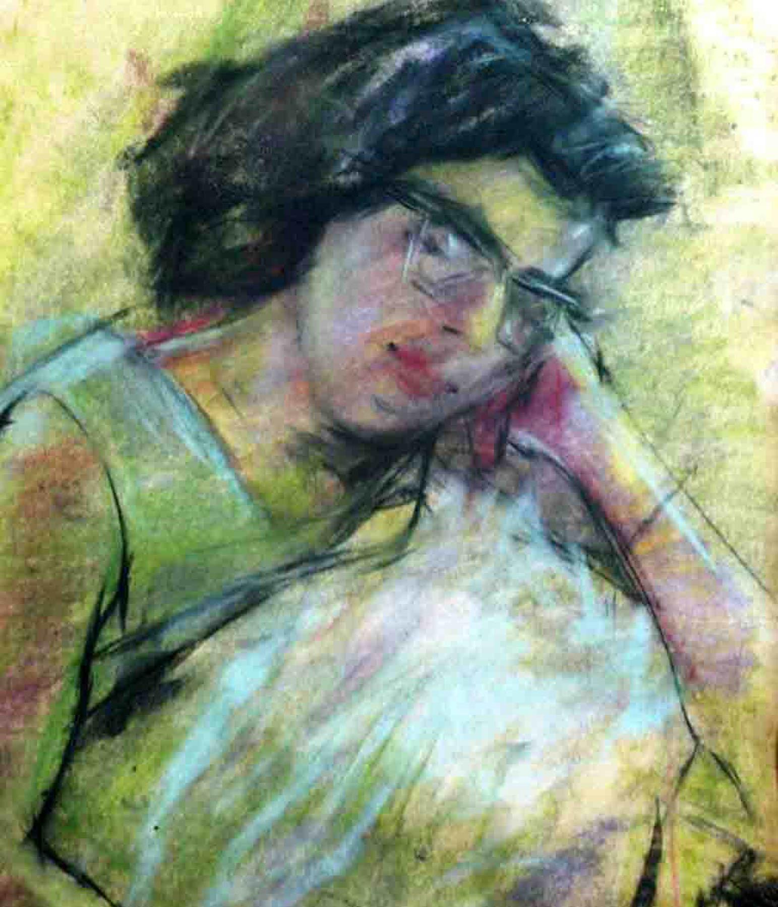 Pensieri persi, Pastello su carta, Pittura, Greene & Greene, Nero, Rosso 