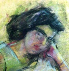 Femmes endormies, Pastel sec sur papier, Peinture, Greene & Greene, Noir, Rouge "En stock"