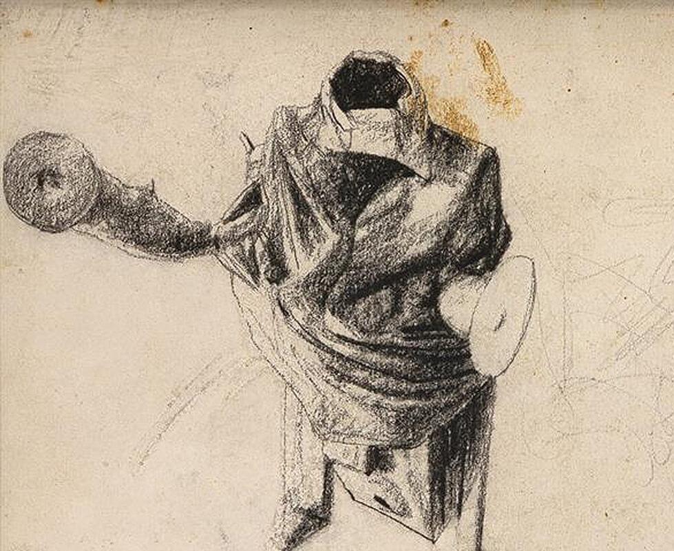 Senza titolo, Figurativo, carboncino e matita su carta Bikash Bhattacharjee 