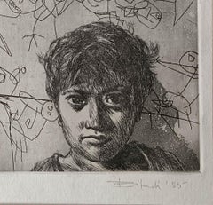 Sans titre, figuratif, lithographie sur papier de Bikash Bhattacharjee "En stock"