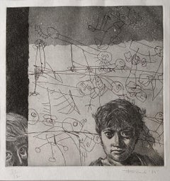Untitled, Figurative, Lithograph on Paper by Bikash Bhattacharjee "In Stock"