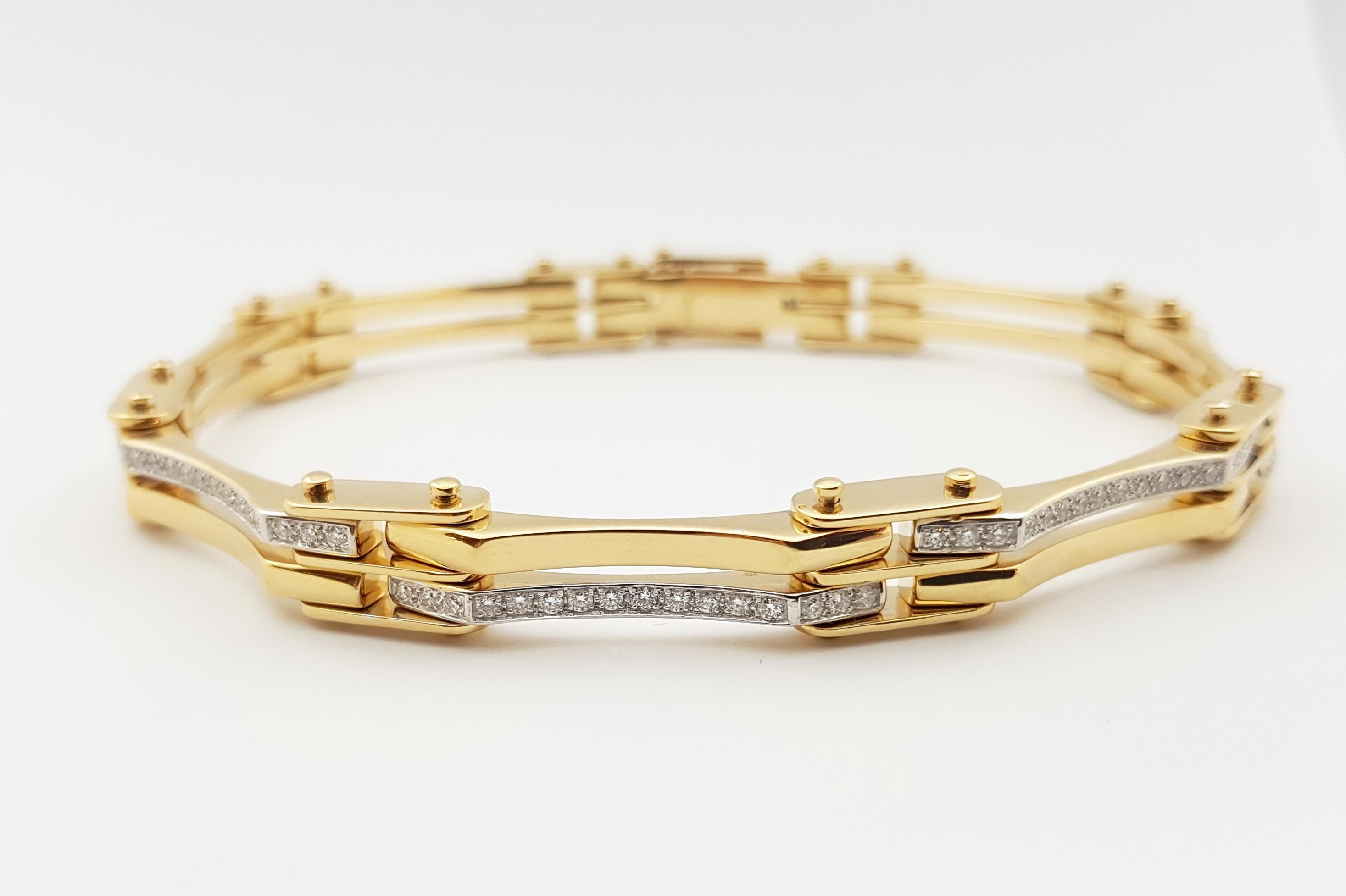 Biker Diamond Bracelet Set in 18 Karat Gold Settings For Sale 4