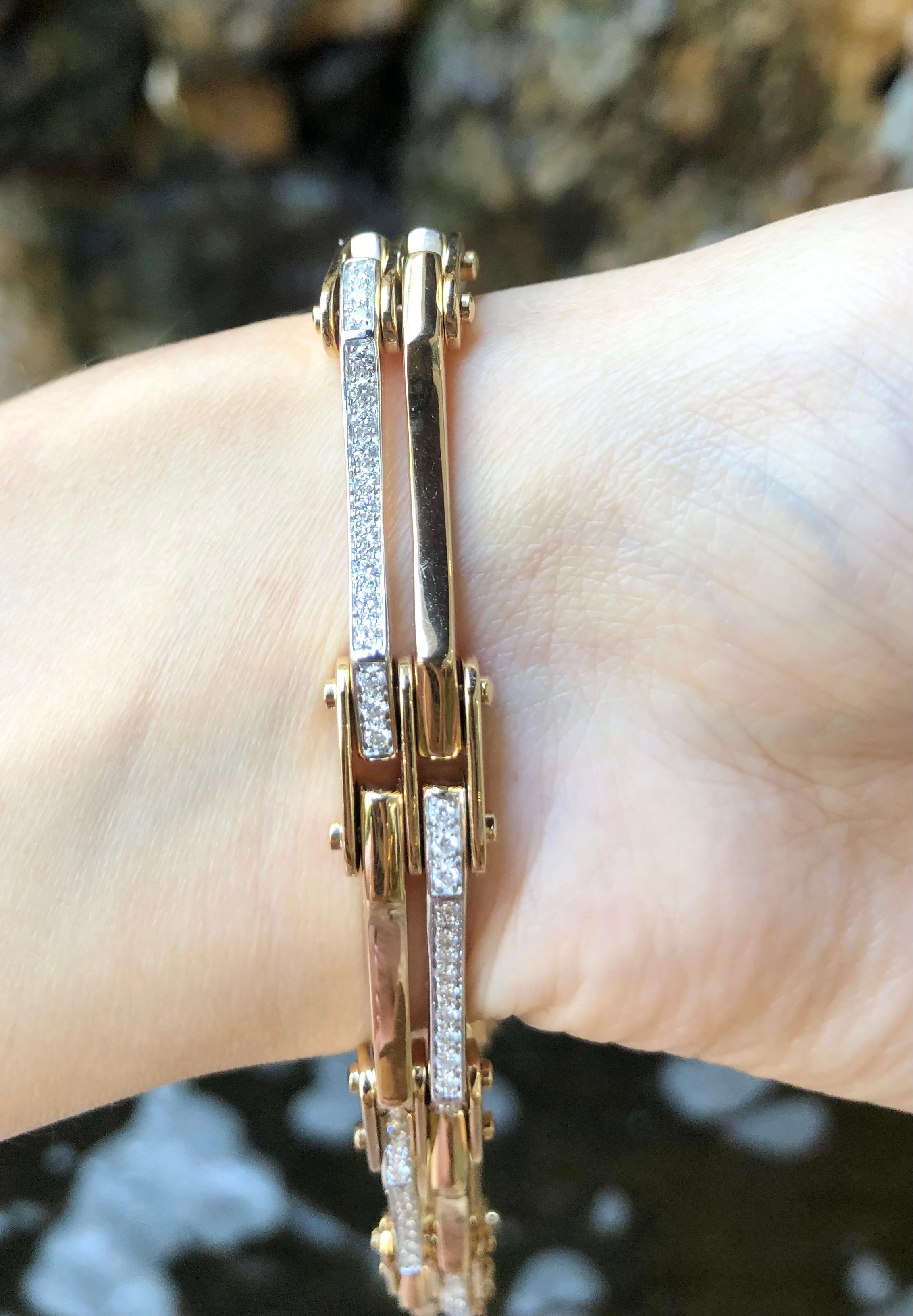 Contemporary Biker Diamond Bracelet Set in 18 Karat Gold Settings For Sale