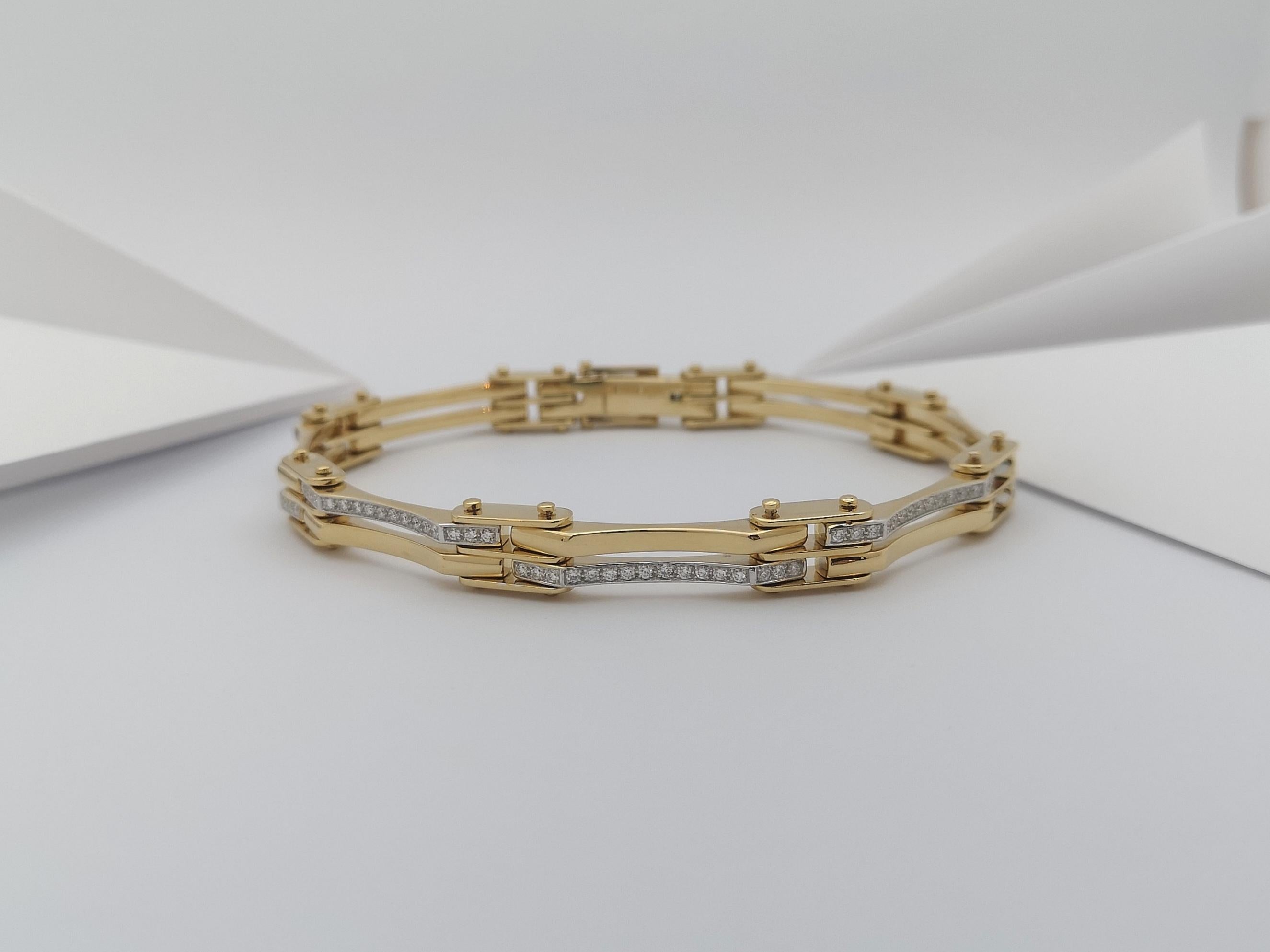 Biker Diamond Bracelet Set in 18 Karat Gold Settings For Sale 1