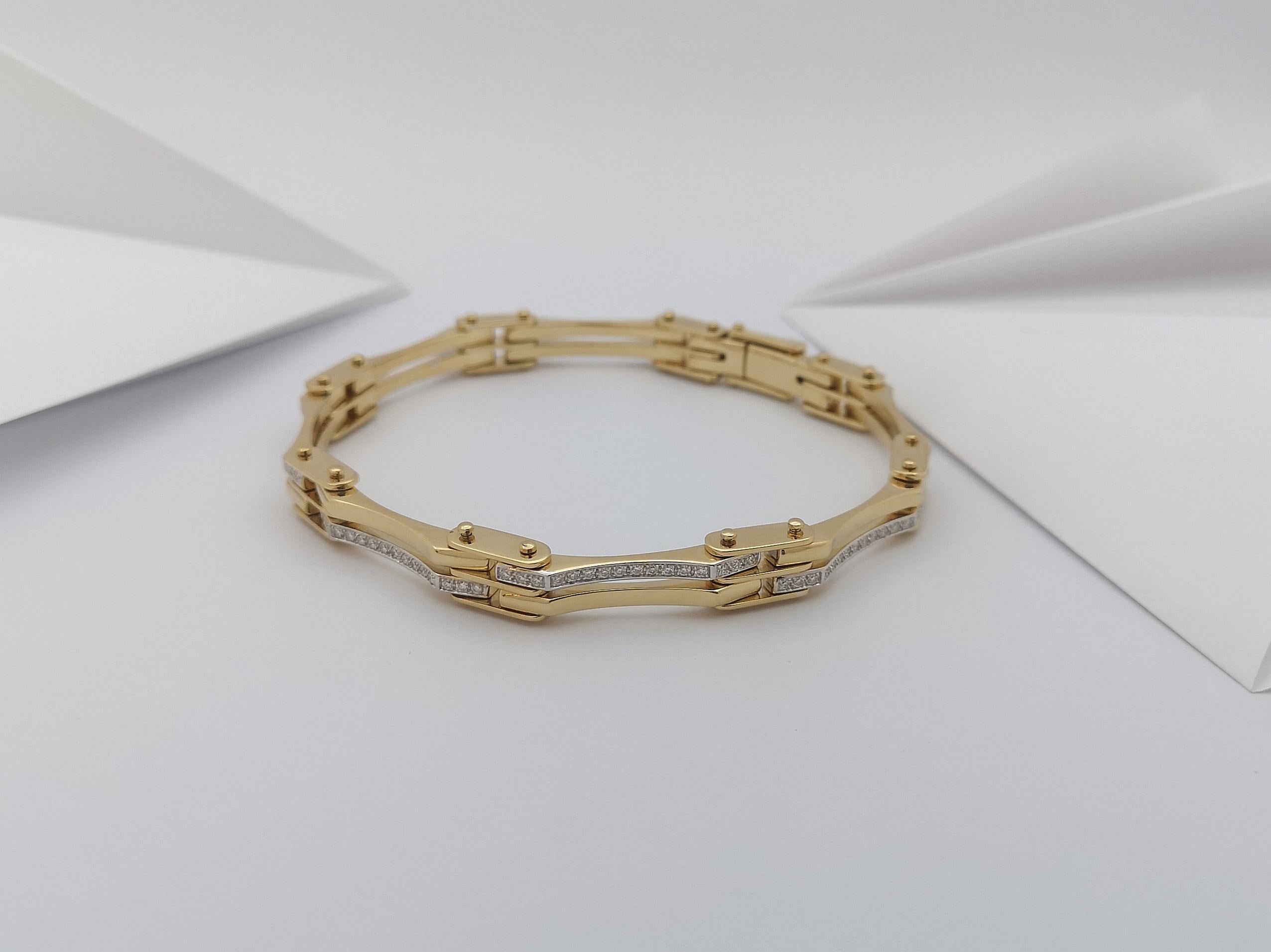 Biker Diamond Bracelet Set in 18 Karat Gold Settings For Sale 2