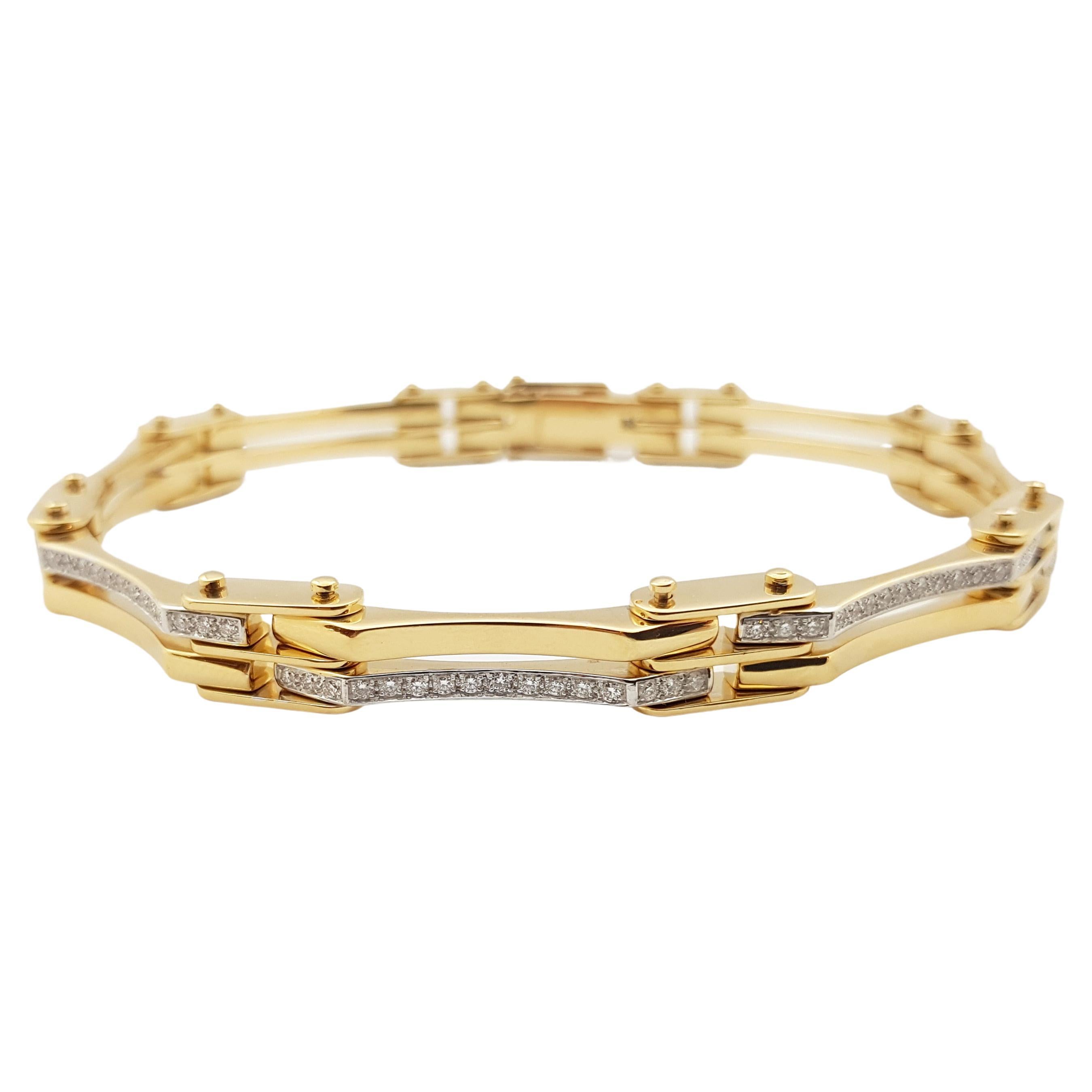 Biker Diamond Bracelet Set in 18 Karat Gold Settings For Sale