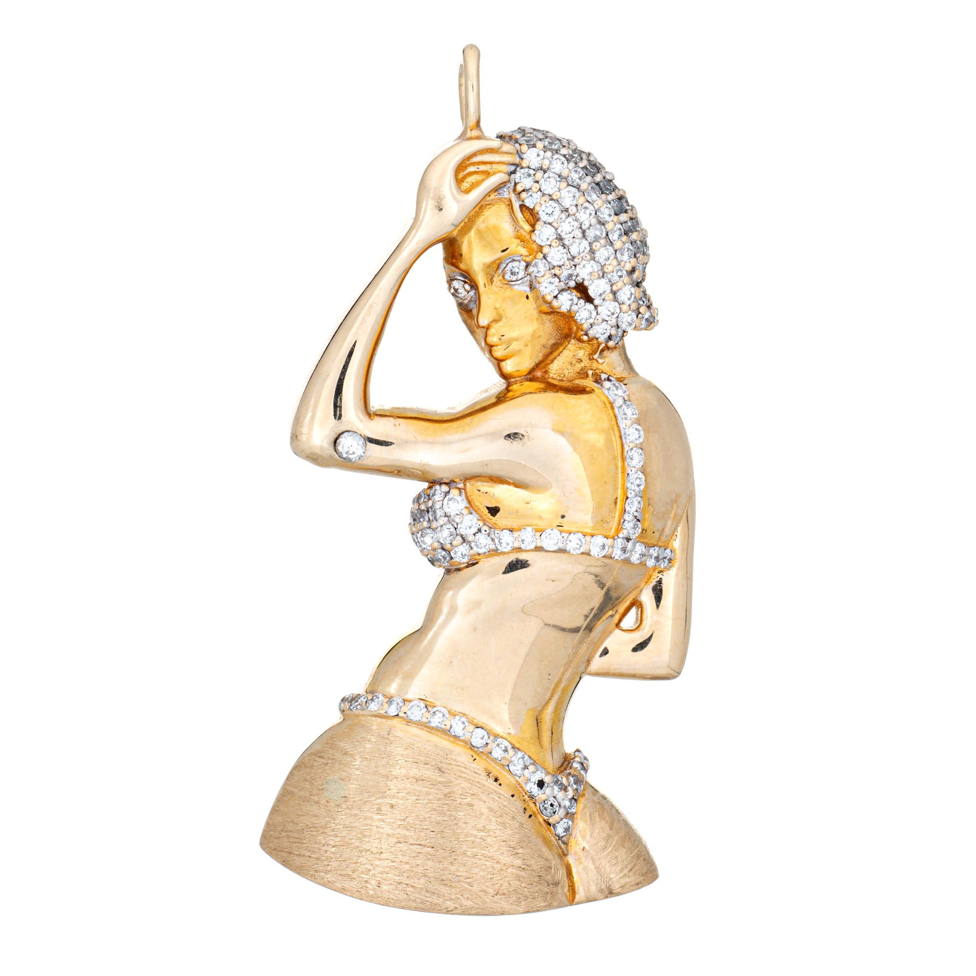 Bikini Babe Diamant-Anhänger 10k Gelbgold Charm Vintage Fine Jewelry (Moderne) im Angebot