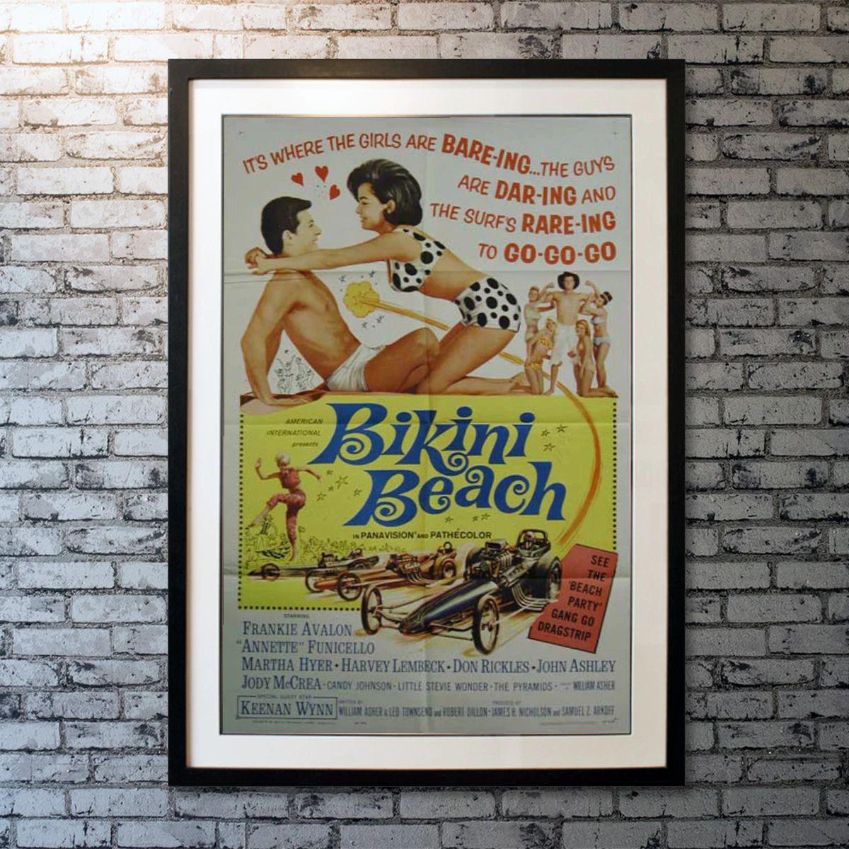 Bikini Beach, Unframed Poster, 1964

Original One Sheet (27 X 41 Inches). A millionaire sets out to prove his theory that his pet chimpanzee is as intelligent as the teenagers who hang out on the local beach, where he is intending to build a