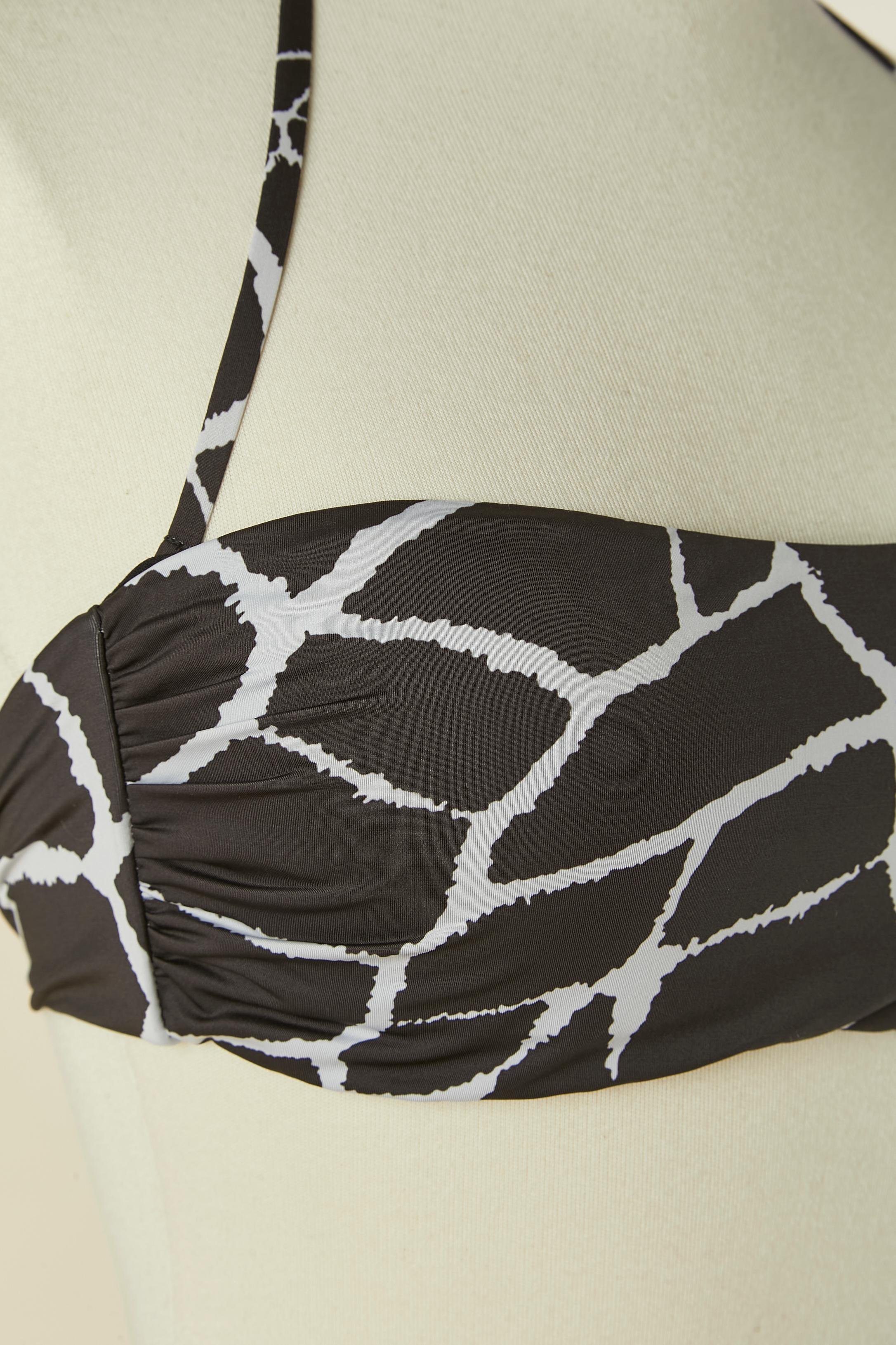 Bikini mit schwarzem und weißem Tierprint ROBERTO CAVALLI Beachwear New (Beige) im Angebot