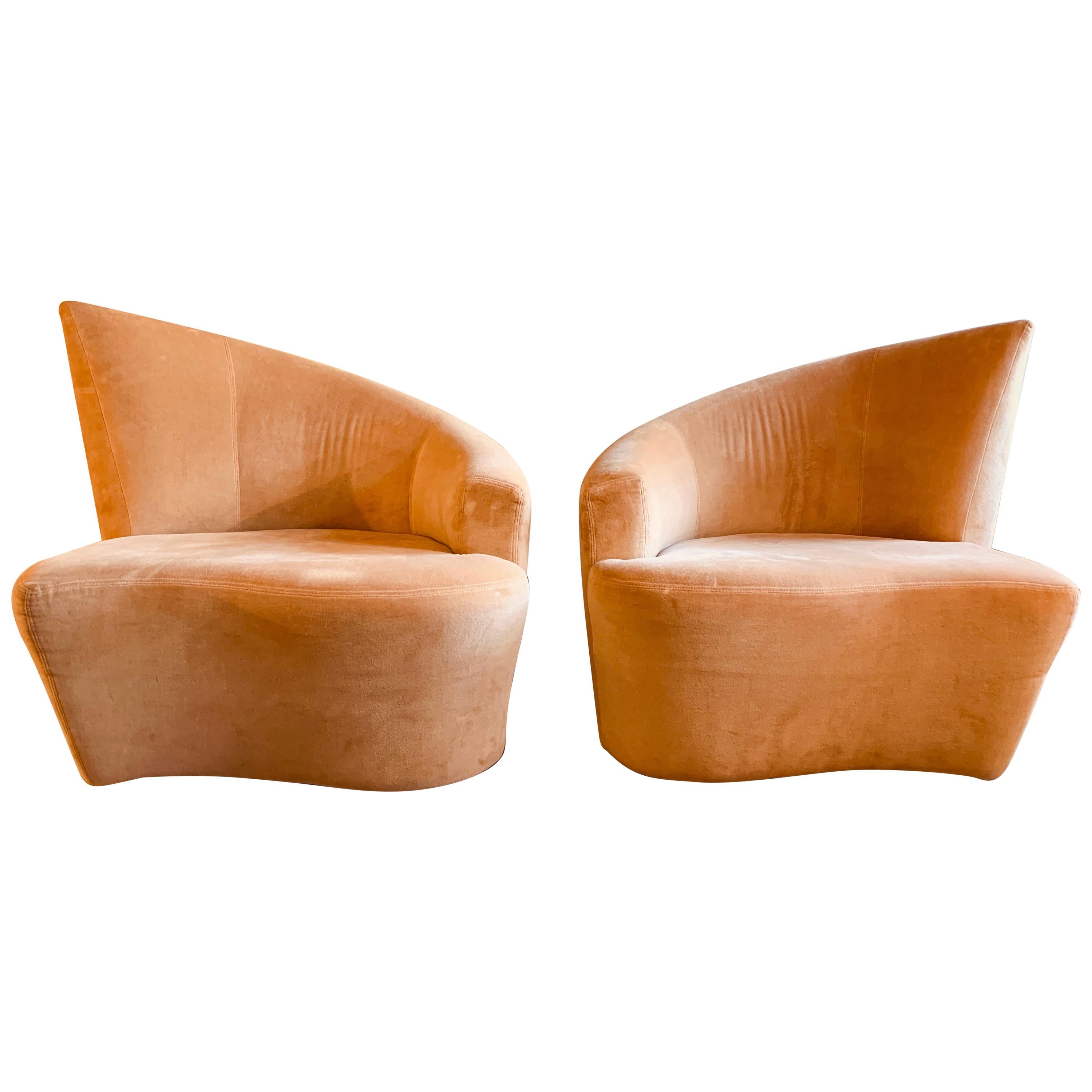 "Bilbao" Swivel Lounge Chairs Designed by Vladimir Kagan for Weiman, a Pair