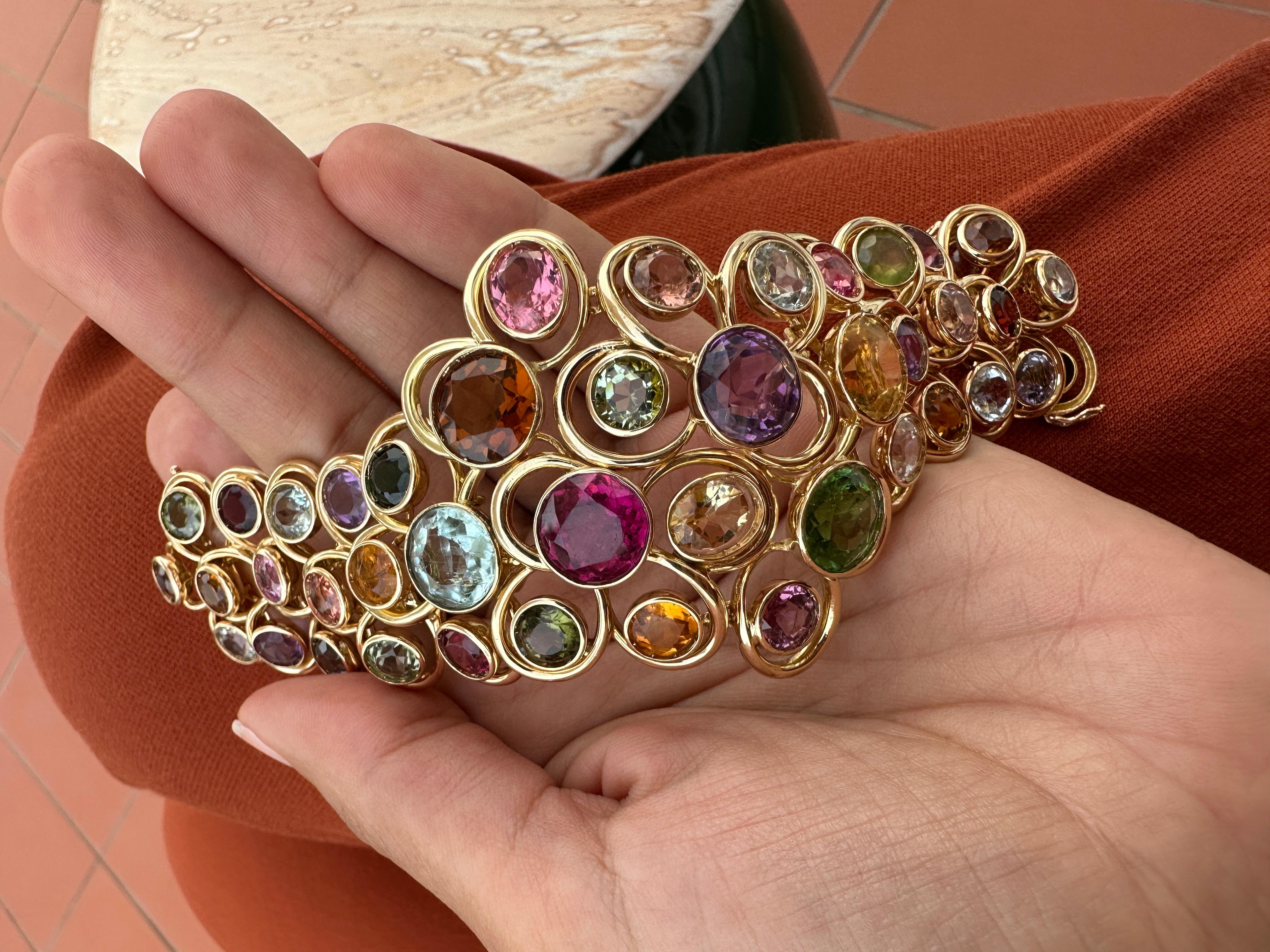 Women's or Men's Bilbault Destabeau Cheerful Precious Stone 18 Karat Gold Bracelets For Sale