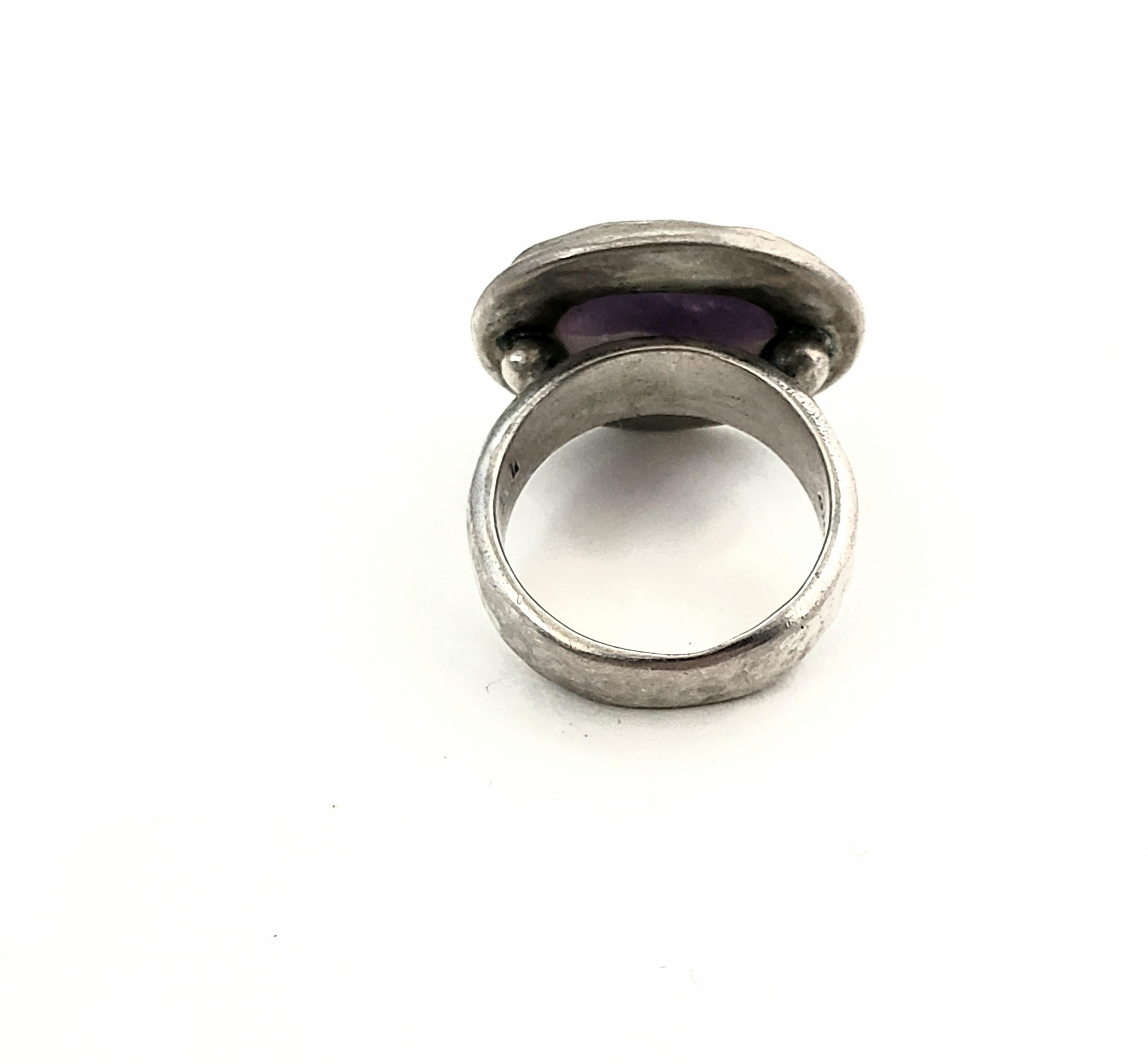 Bili Sterling Silver Checkerboard Faceted Amethyst Ring 1