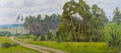 Landscape with a Road in the Kyiv Region, Landscape Painting, Oil on Canvas