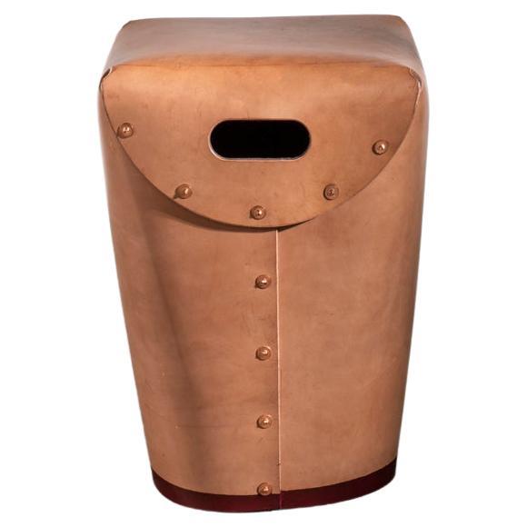 Rivet Stool I by Bill Amberg, vegetable-tanned leather with hand-set rivets For Sale 2