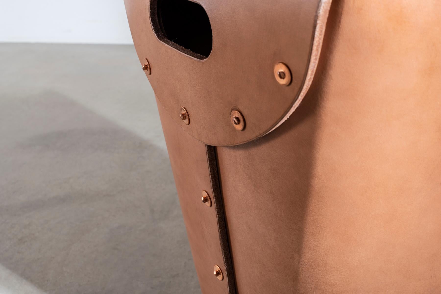 Contemporary Rivet Stool I by Bill Amberg, vegetable-tanned leather with hand-set rivets For Sale