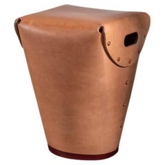 Rivet Stool I by Bill Amberg, vegetable-tanned leather with hand-set rivets