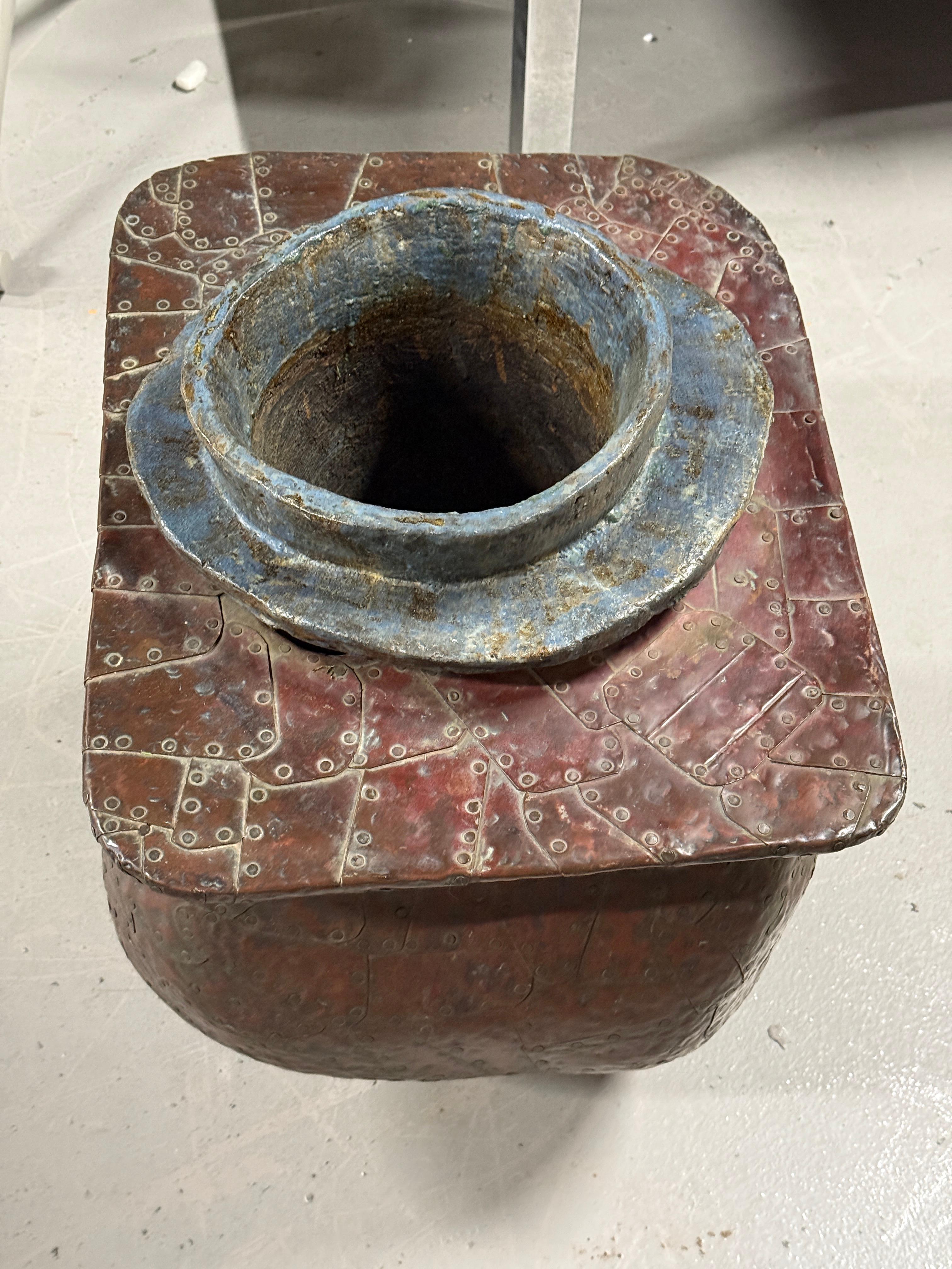 Bill Anson Copper Clad and Pottery Planter For Sale 5