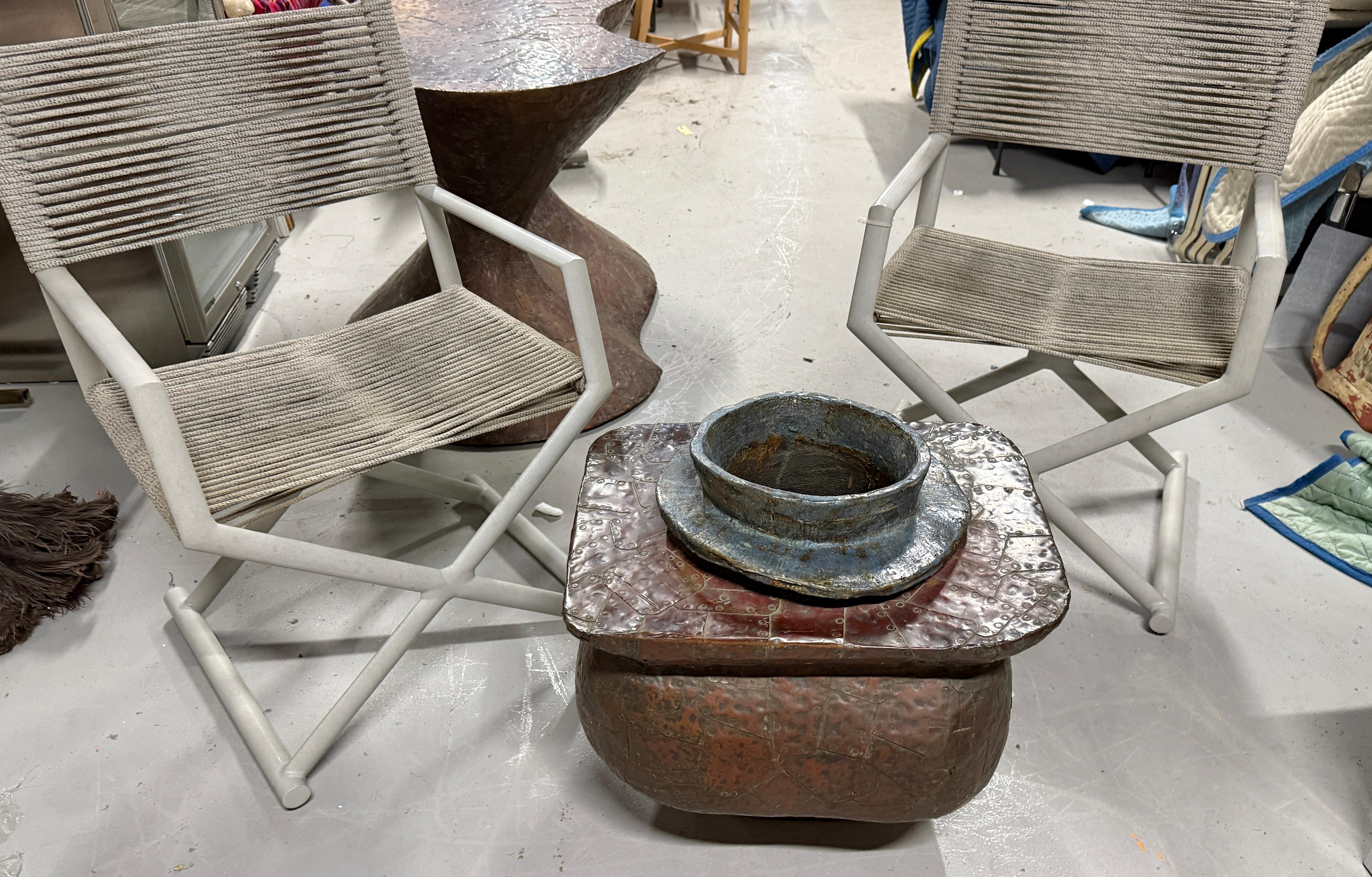 Hand-Crafted Bill Anson Copper Clad and Pottery Planter For Sale