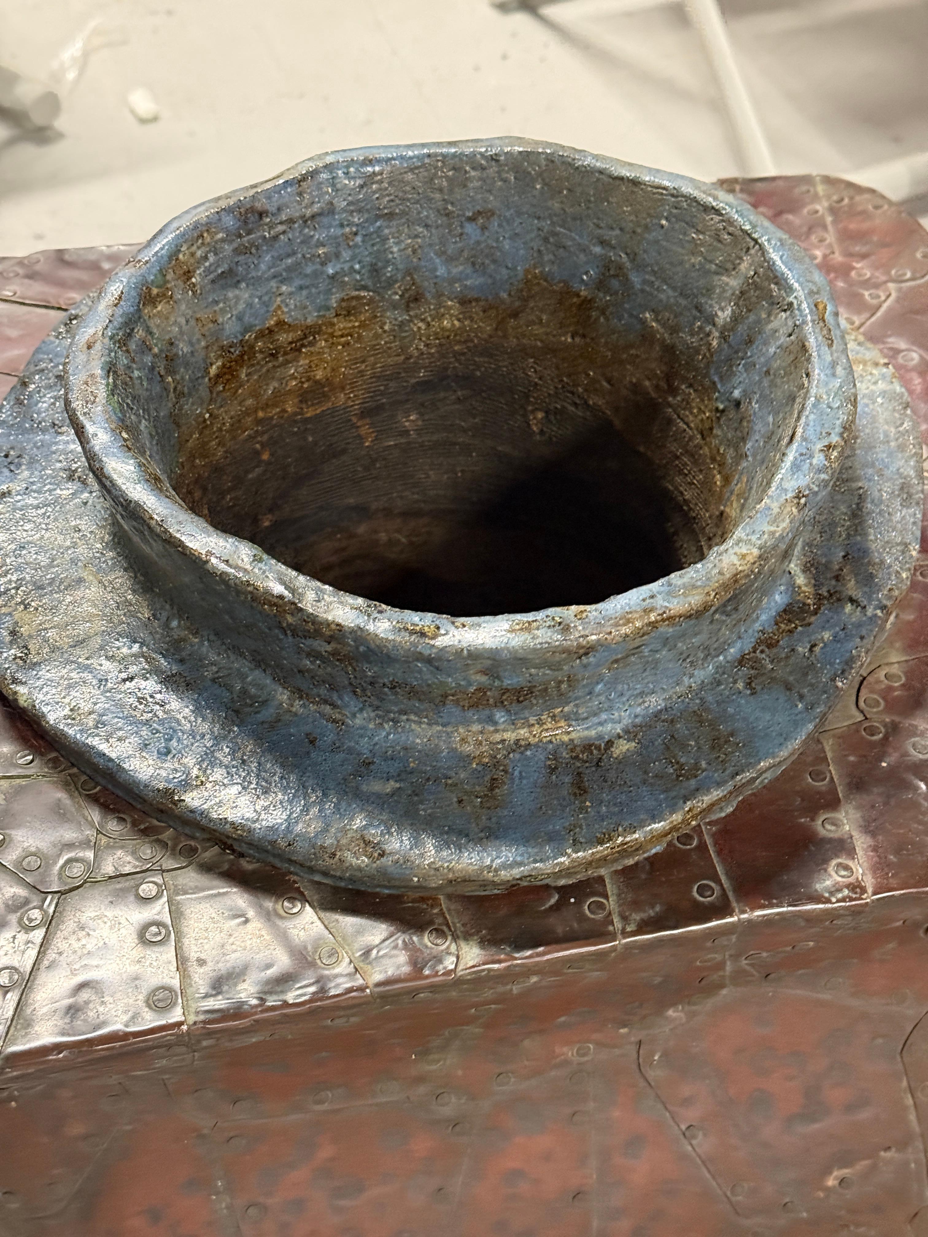 Contemporary Bill Anson Copper Clad and Pottery Planter For Sale