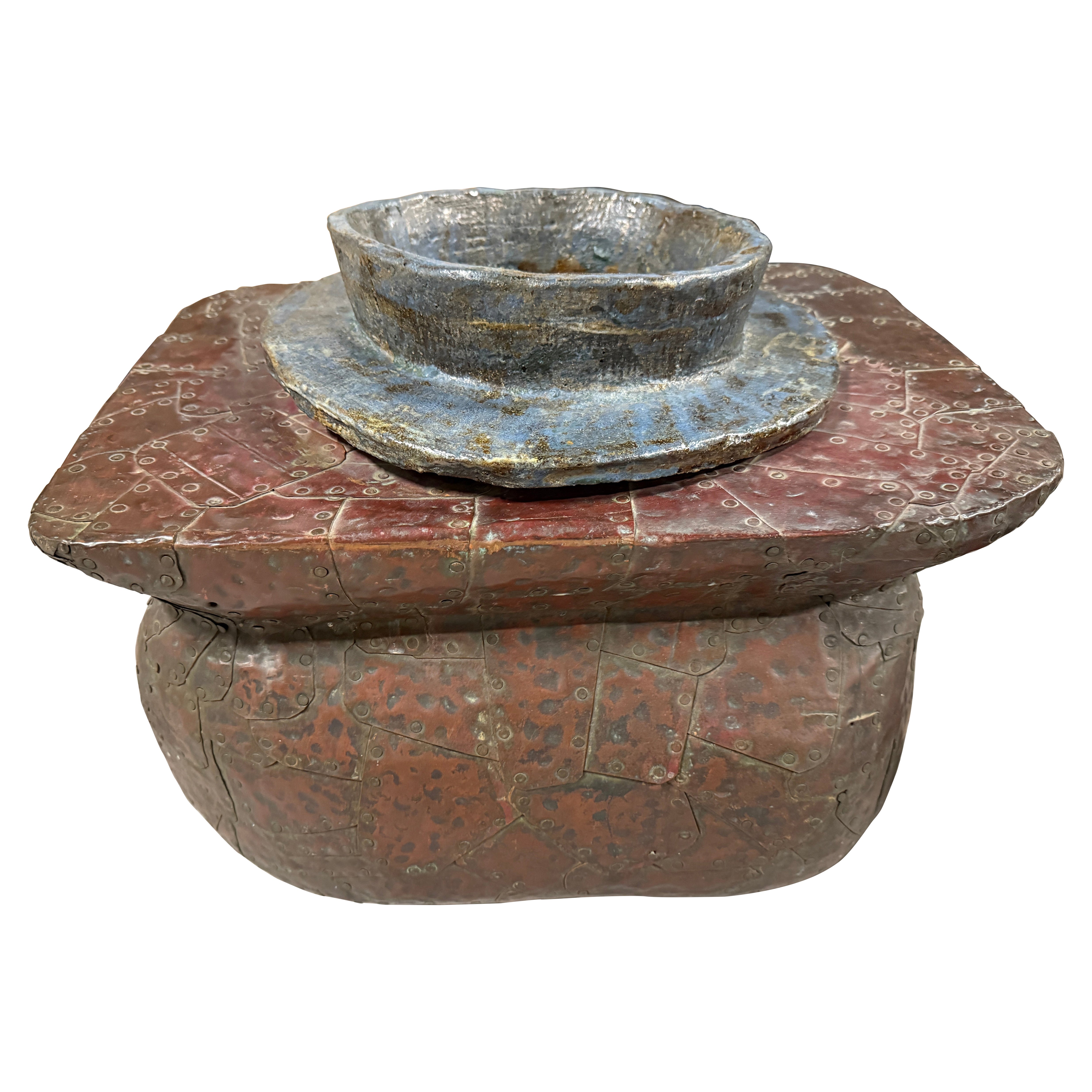 Bill Anson Copper Clad and Pottery Planter For Sale