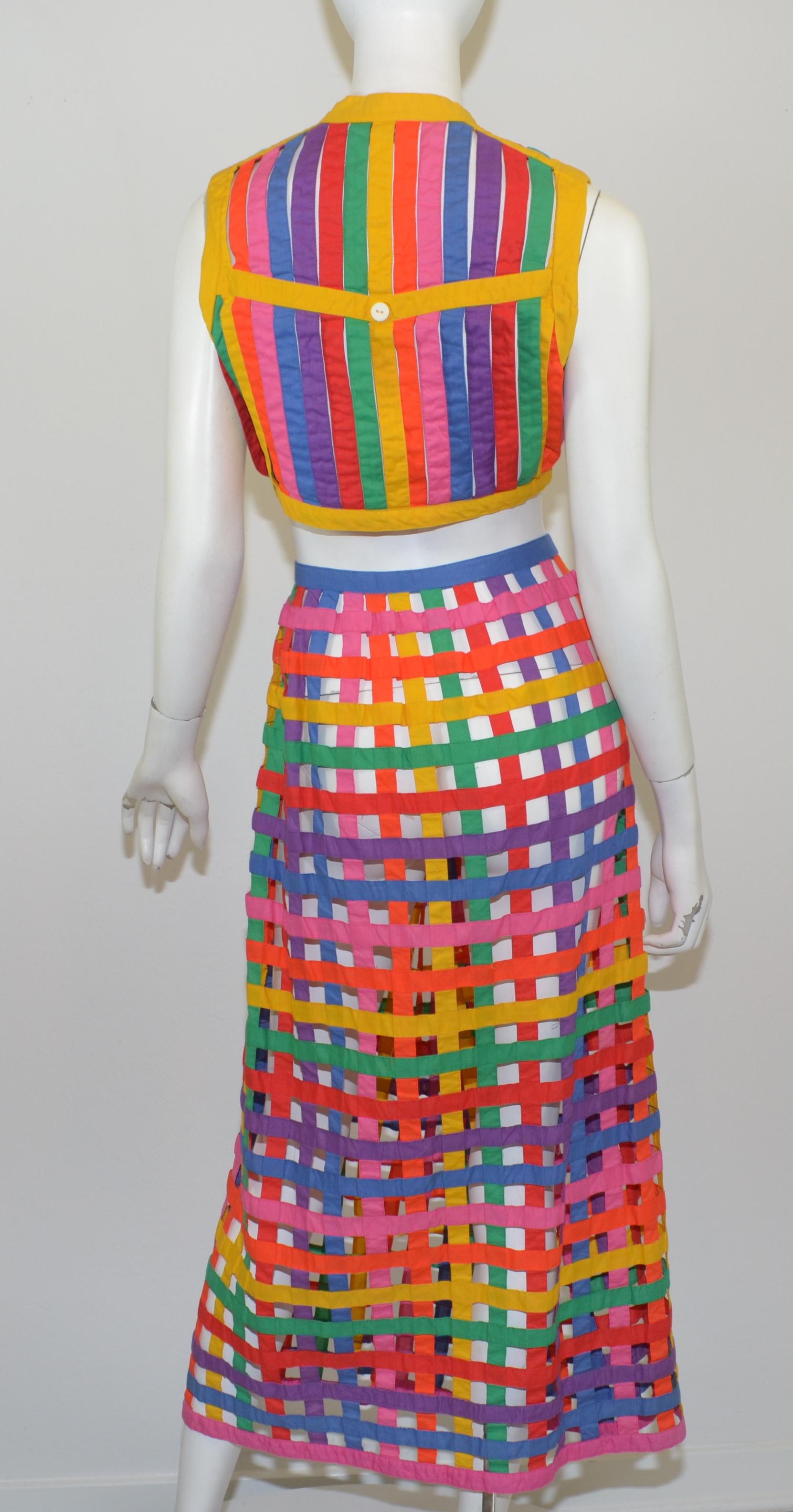 Bill Atkinson 1960's Vintage Caged Skirt + Crop Top Ensemble Set In Excellent Condition In Carmel, CA