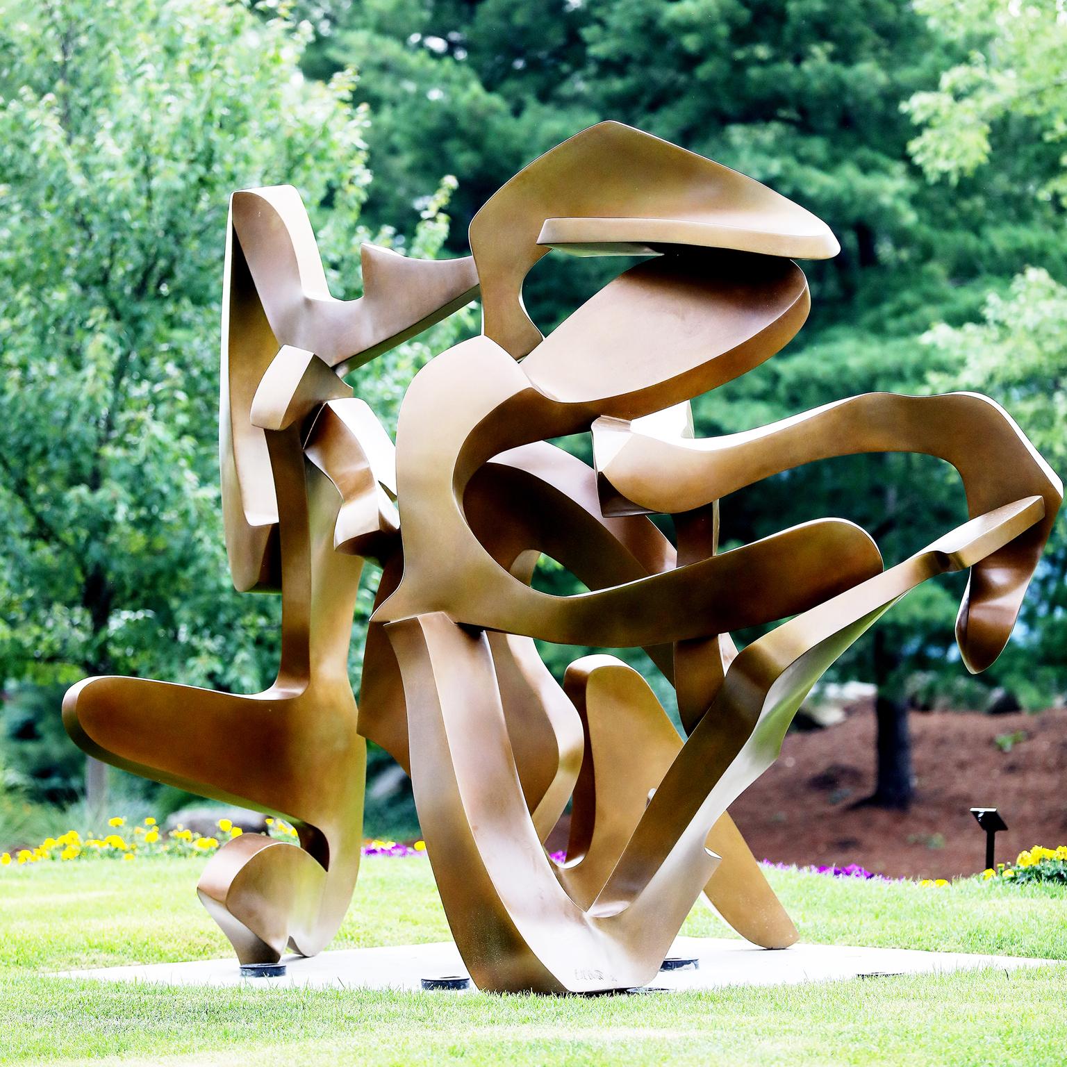 "Action Abstraction" by Bill Barrett
Fabricated bronze

Bill Barrett is considered a central figure in the second generation of American metal sculptors and is internationally known for his abstract sculptures in steel, aluminum and bronze.

Bronze,