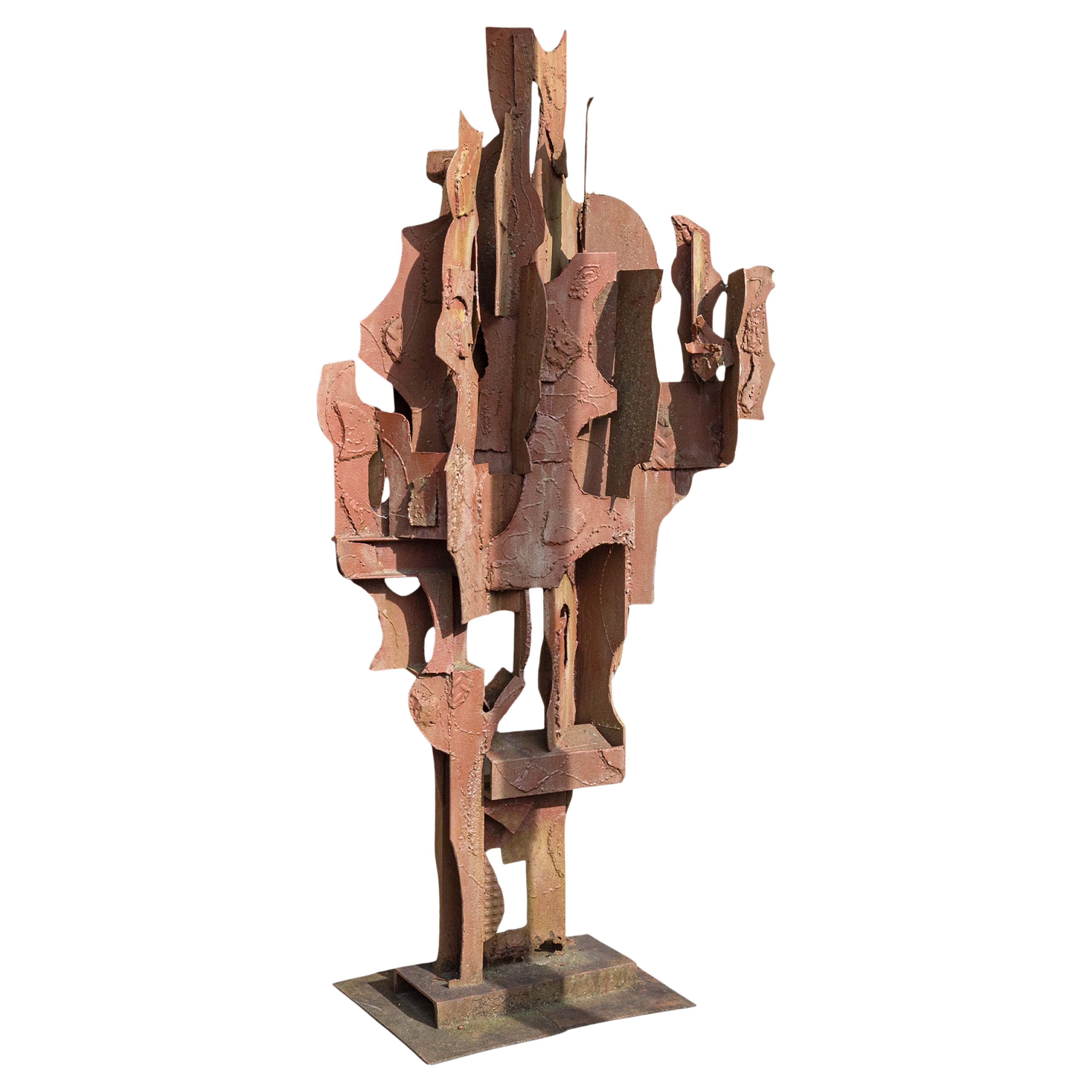 Bill Barrett Untitled Modern Brutalist Welded Steel Sculpture 1970s
