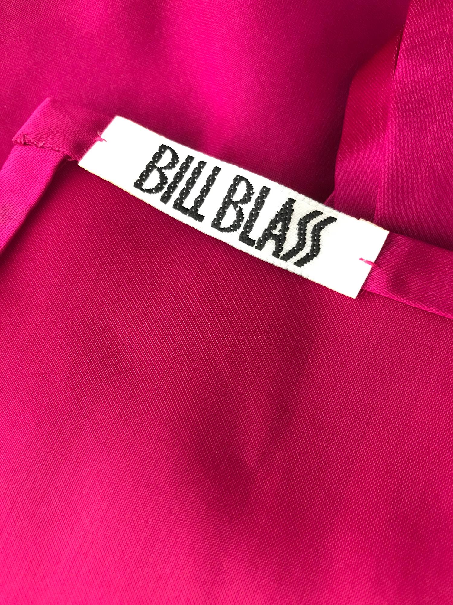 Bill Bass Fuchsia Silk Satin Evening Wrap 1970s 10