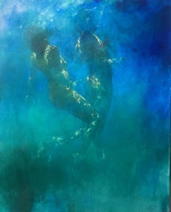 Aqua Serenity - représentation abstraite de la forme humaine - peinture sous-marine