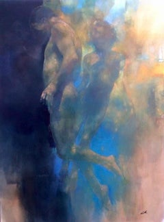 Breaking Through - abstract human figurative oil painting contemporary art form