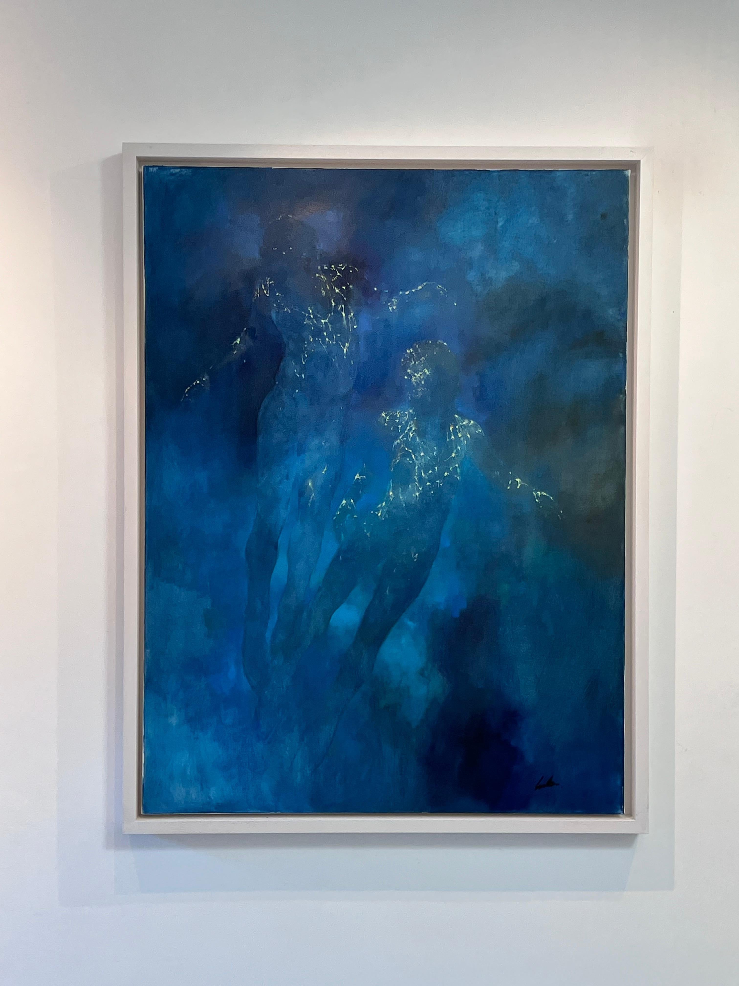 Breaking Through -  human figurative abstract expression painting modern art - Painting by Bill Bate