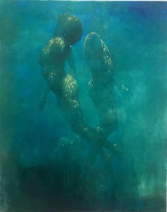  Les murmures d'océan - peinture figurative humaine nue sous-marine - art abstrait