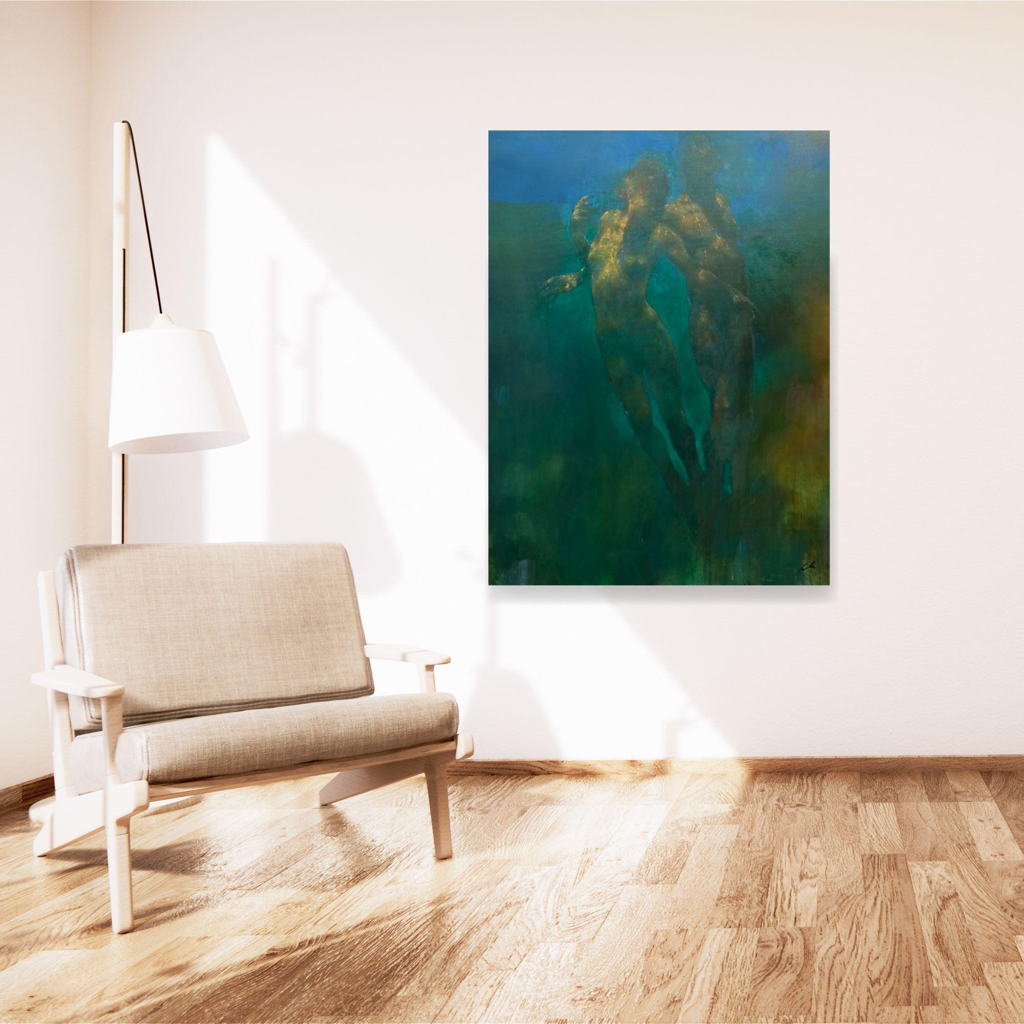 Senza peso negli abissi - pittura figurativa originale astratta - ARTE CONTEMPORANEA - Painting di Bill Bate