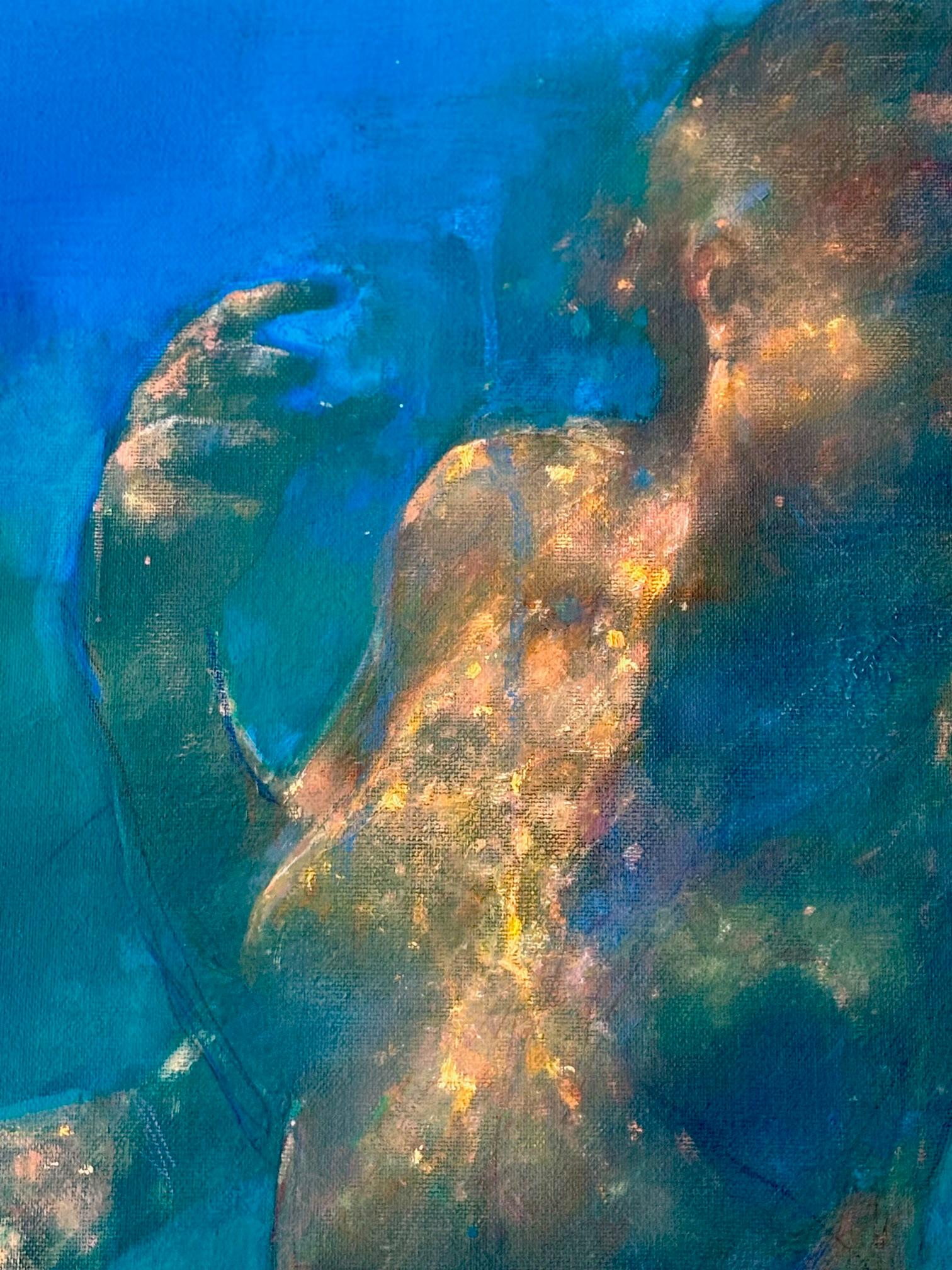 weightless in the Deep-original abstrakte figurative Gemälde-CONTEMPORARY ART (Abstrakter Expressionismus), Painting, von Bill Bate