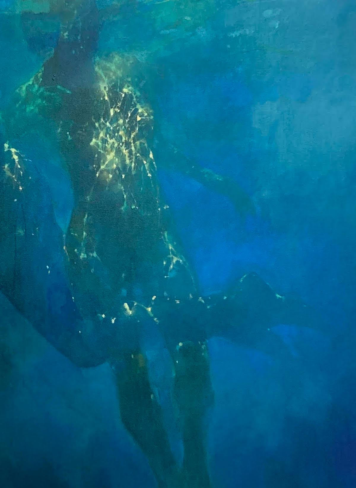 Luz oceánica, Pintura figurativa original, Arte atmosférico, Pintura submarina en venta 1