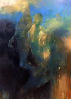 At the Edge of your Mind - contemporary underwater figurative oil painting
