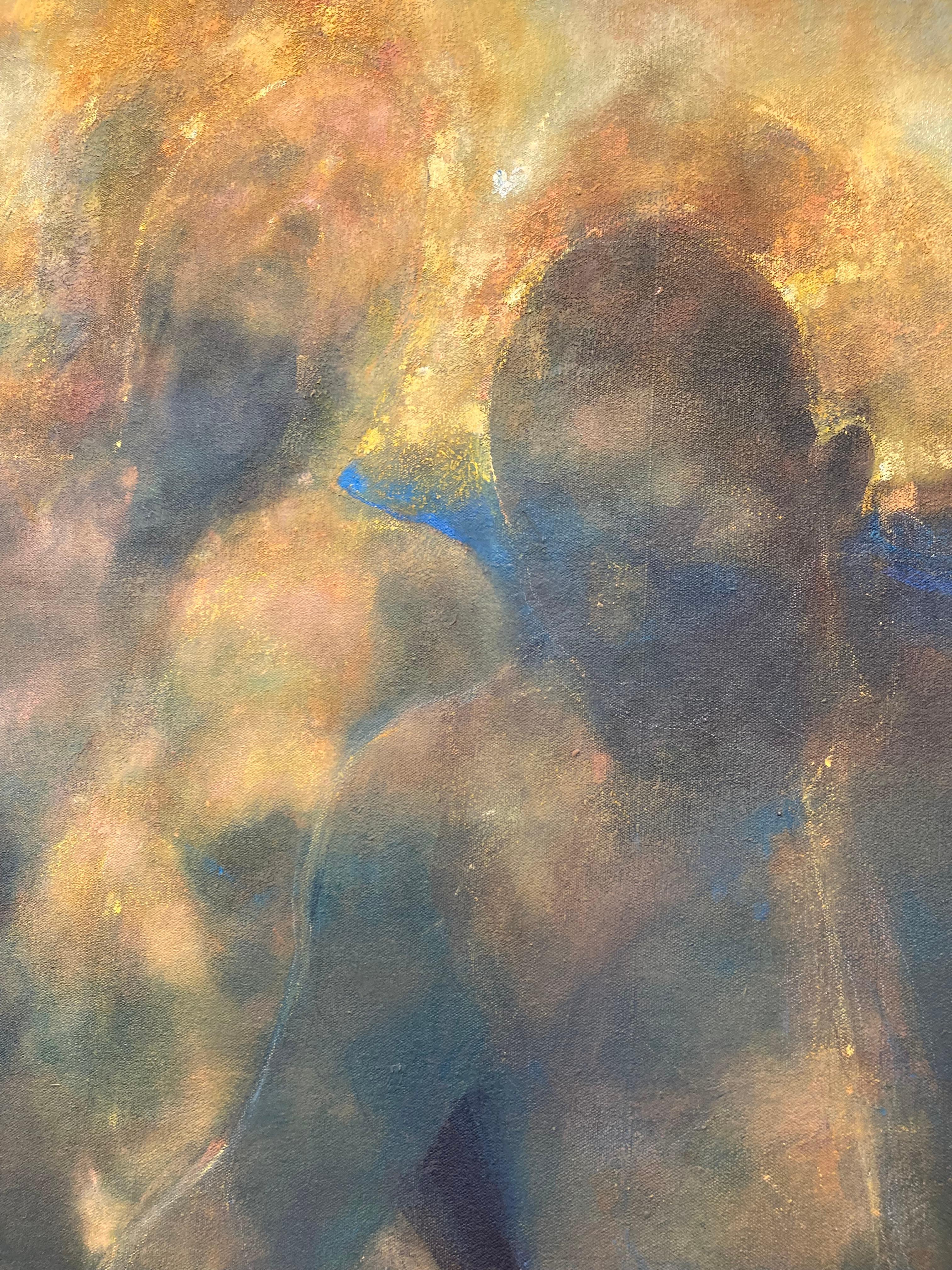 Atmosphärische, jenseitige Akte: Ölfarbe auf Leinwand (Schwarz), Nude Painting, von Bill Bate